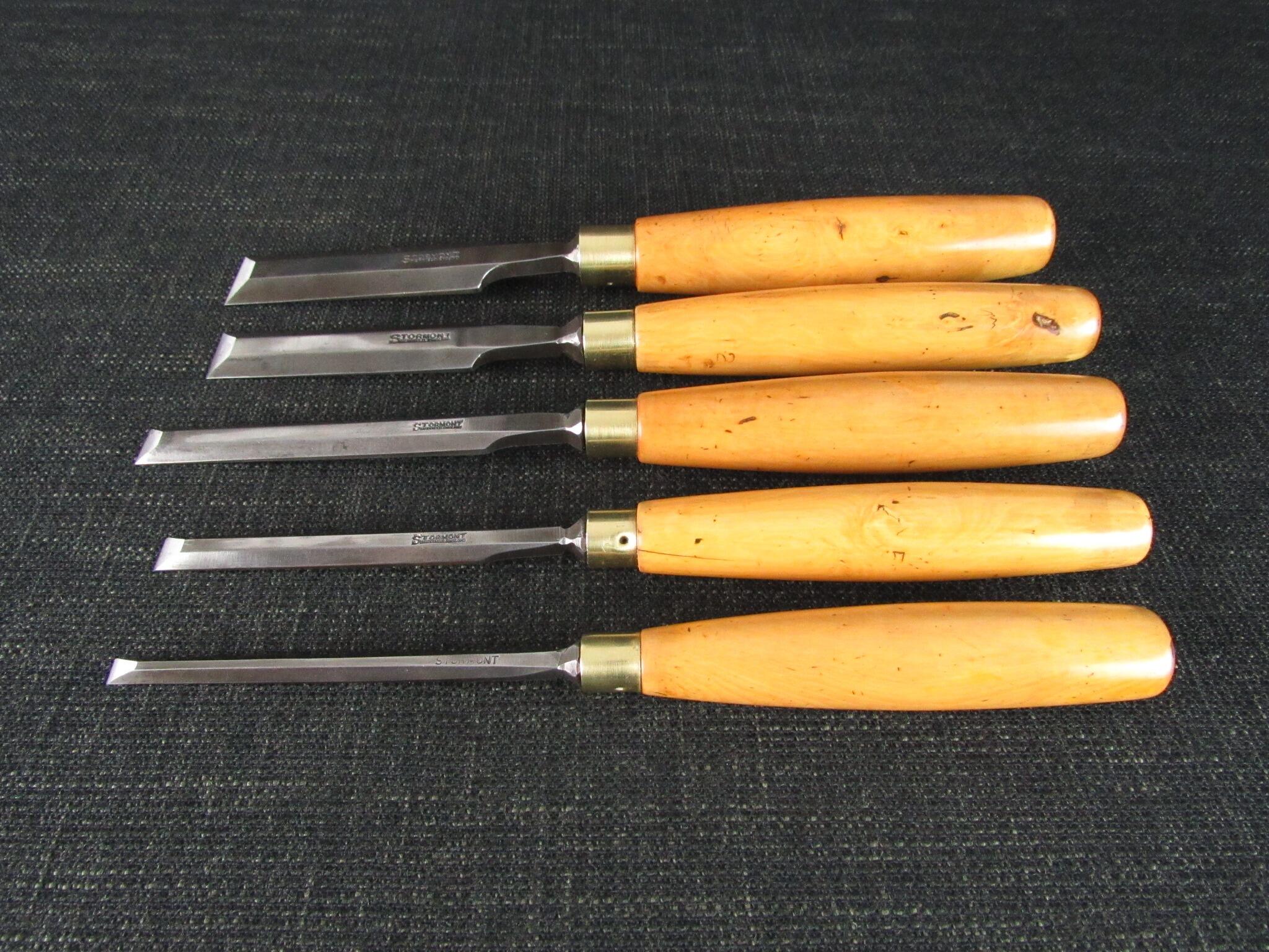 Graduated Set of 5 STORMONT Bevel Edge Chisels with Boxwood Handles