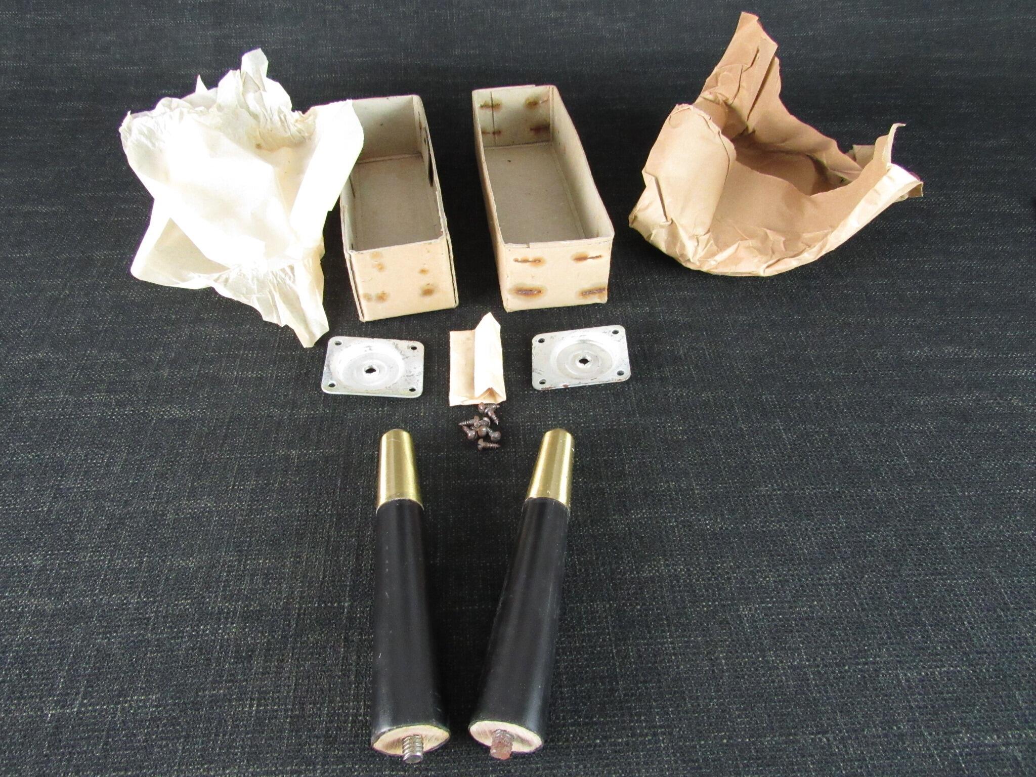 2 Unused Ebonised Furniture Legs