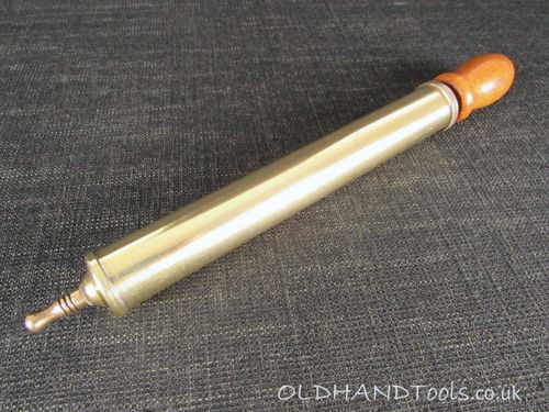 Vintage Brass Football Pump with Wooden Handle