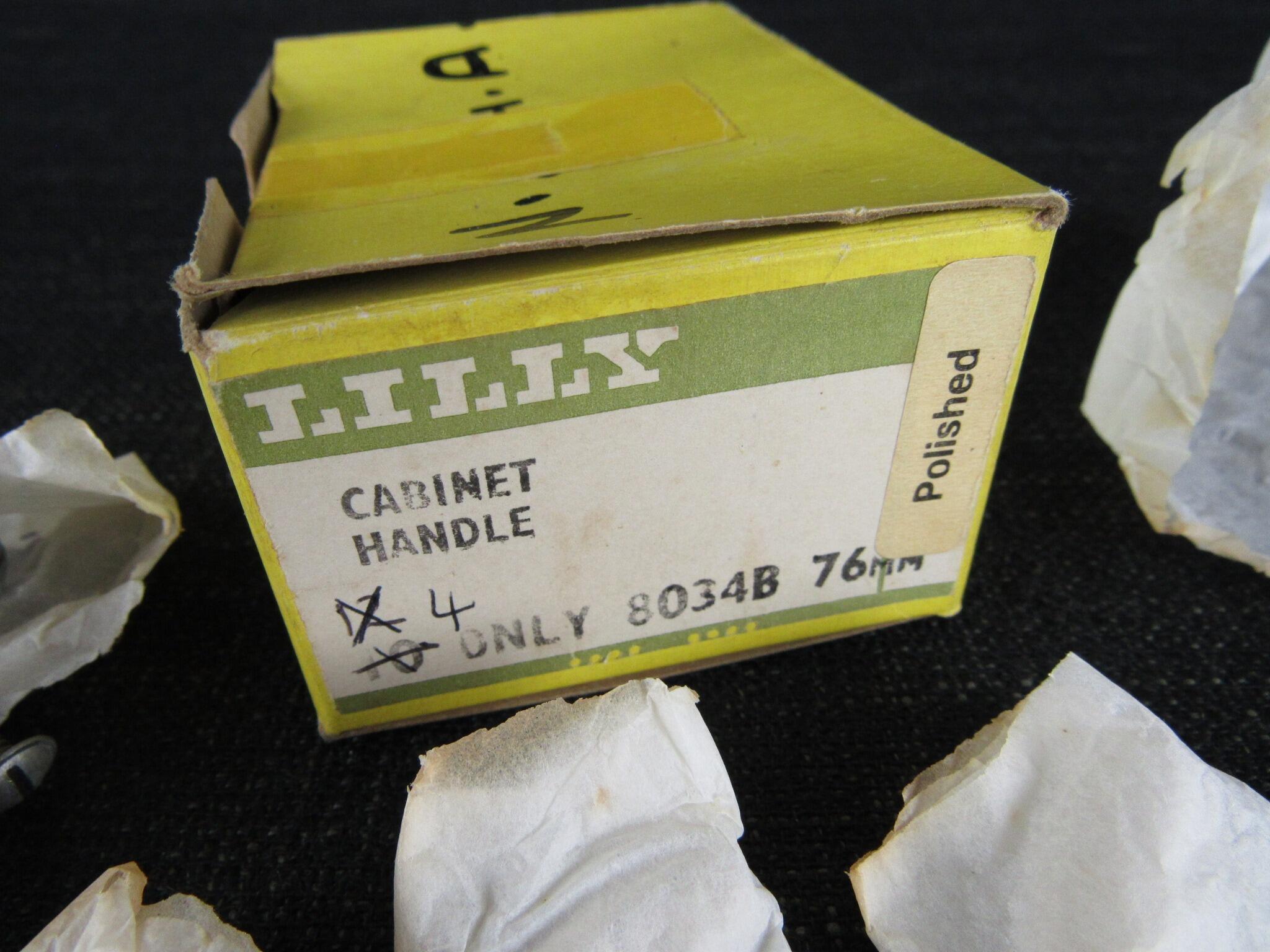 4 x LILLY 8034B Brass Cabinet Handles - New Old Stock