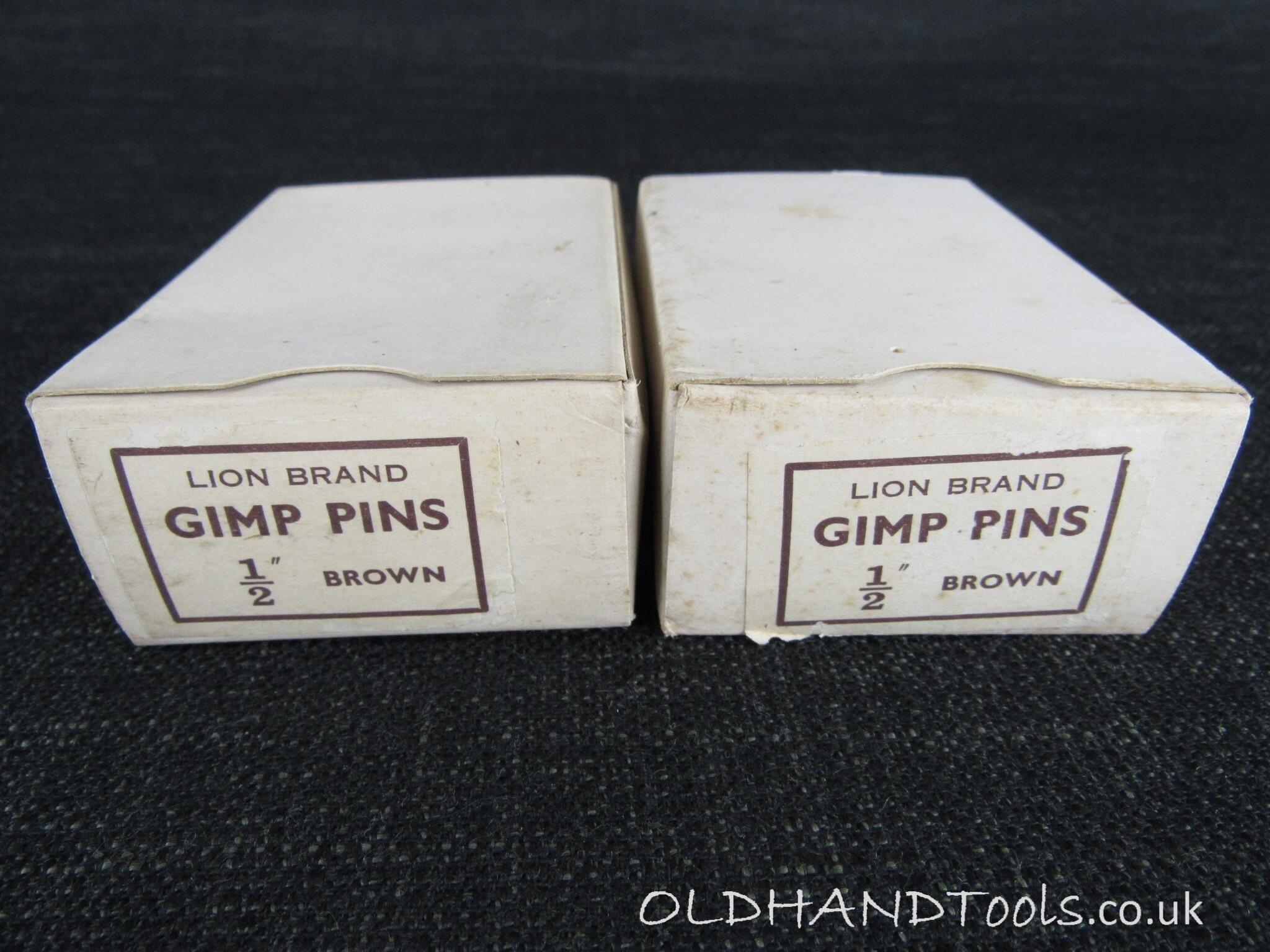 2 Boxes of Vintage LION Brand Gimp Pins - 1/2 inch Brown