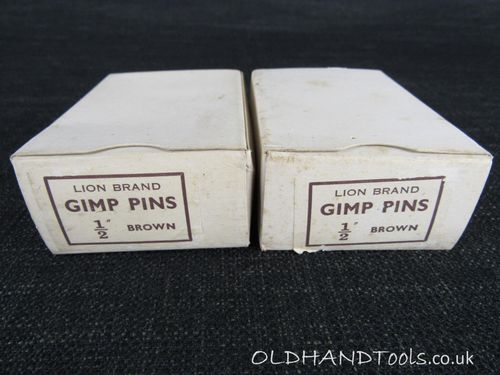 2 Boxes of Vintage LION Brand Gimp Pins - 1/2 inch Brown