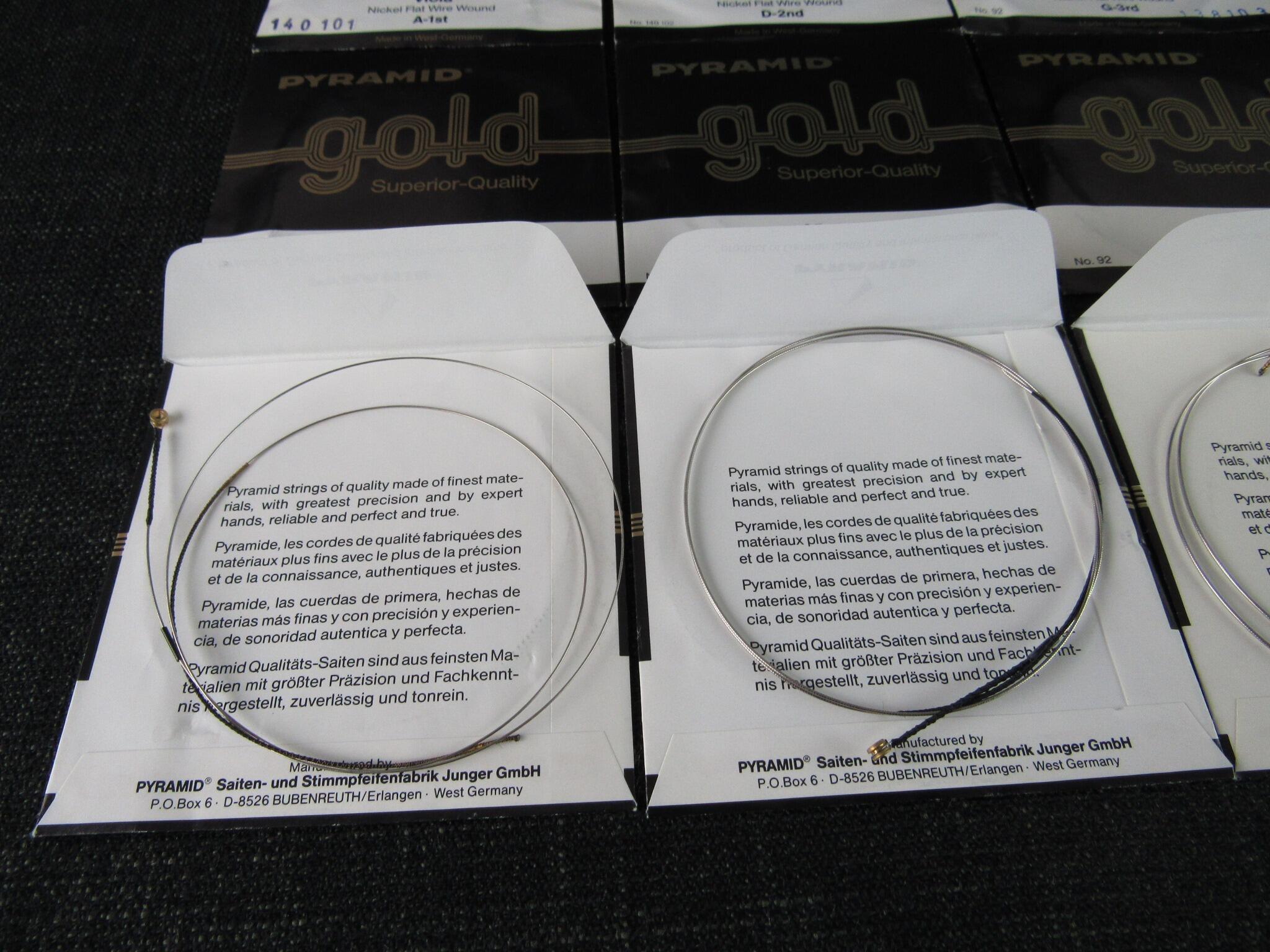 12 PYRAMID Gold Viola Strings - New Old Stock