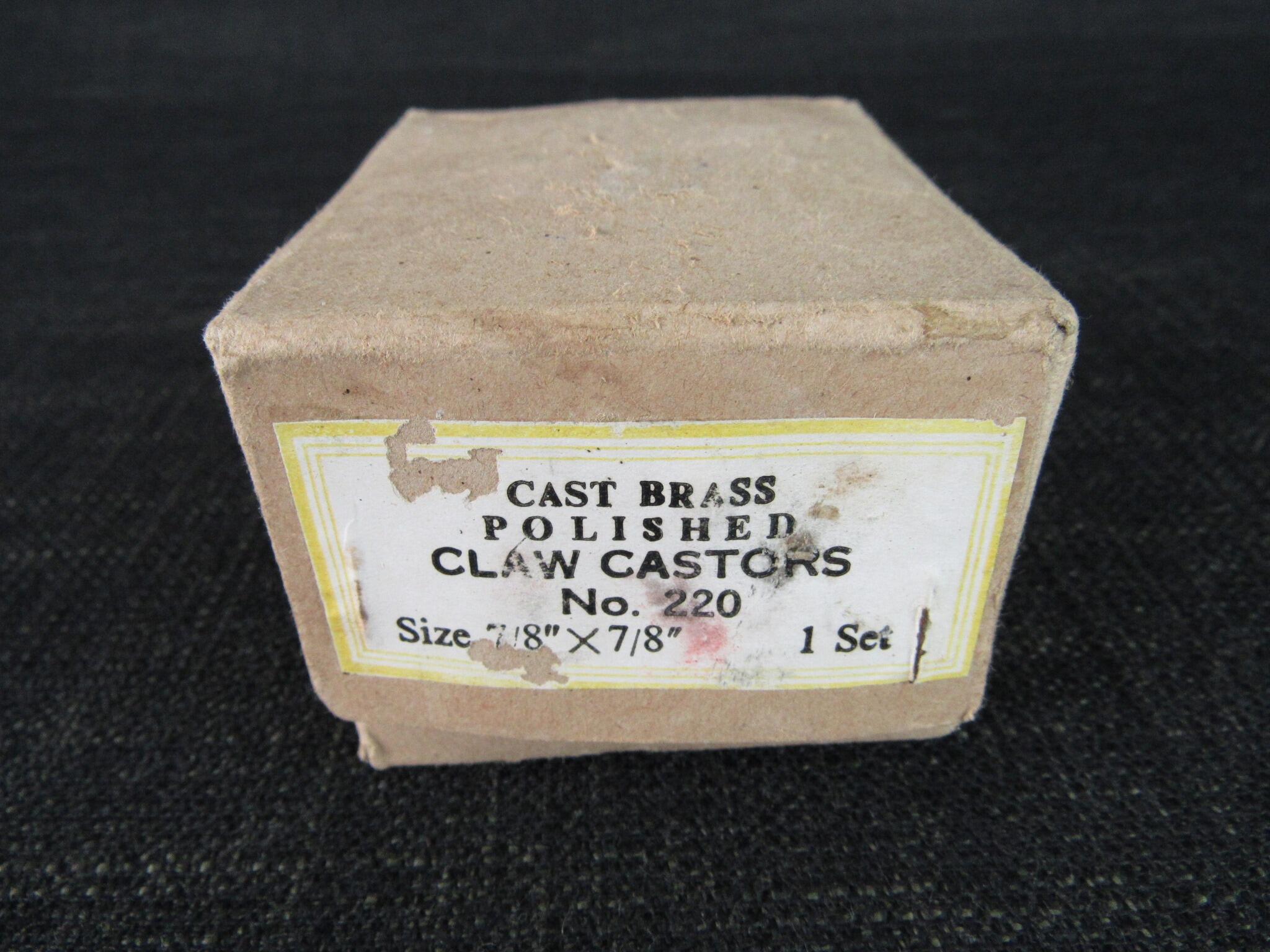 Set of 4 No 220 Vintage Polished Claw Castors - 7/8 x 7/8 inch