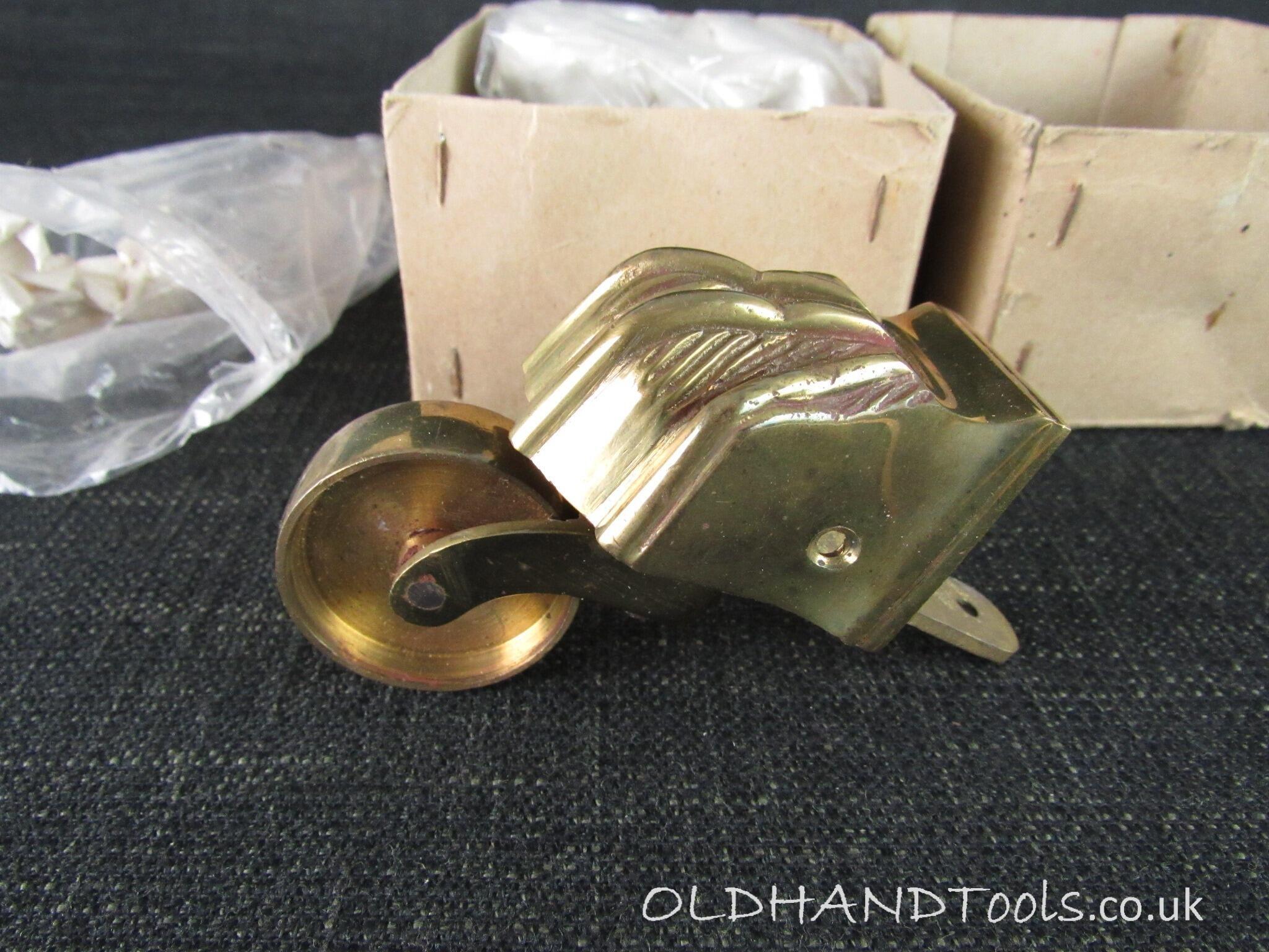 Set of 4 No 220 Vintage Polished Claw Castors - 1 1/4 x 1 9/16 inch