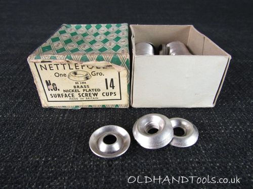 NETTLEFOLDS Nickel Plated Brass Surface Screw Cups - Size 14