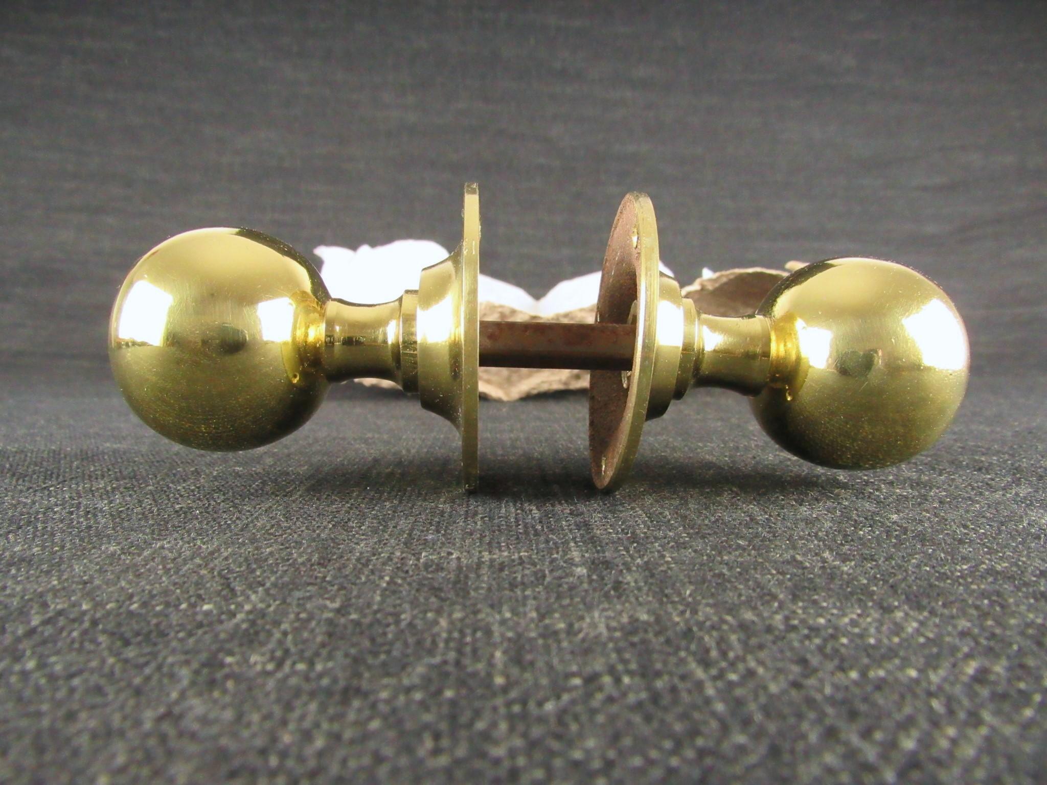Pair of Vintage Round Brass Door Knobs