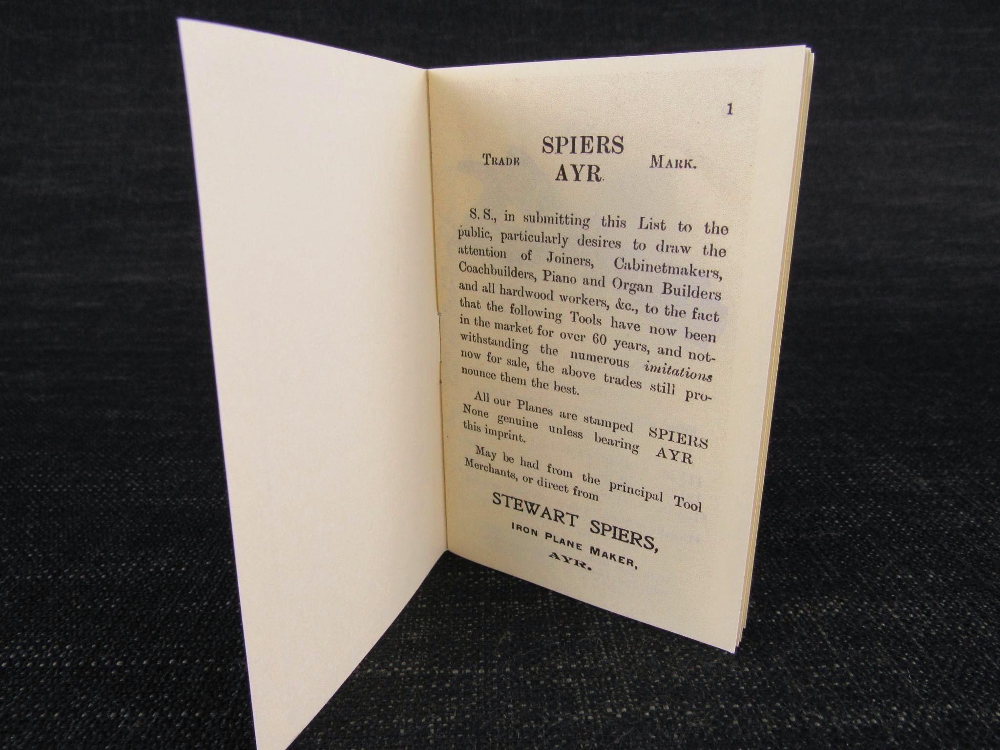 STEWART SPIERS Pocket Catalogue - Reprint