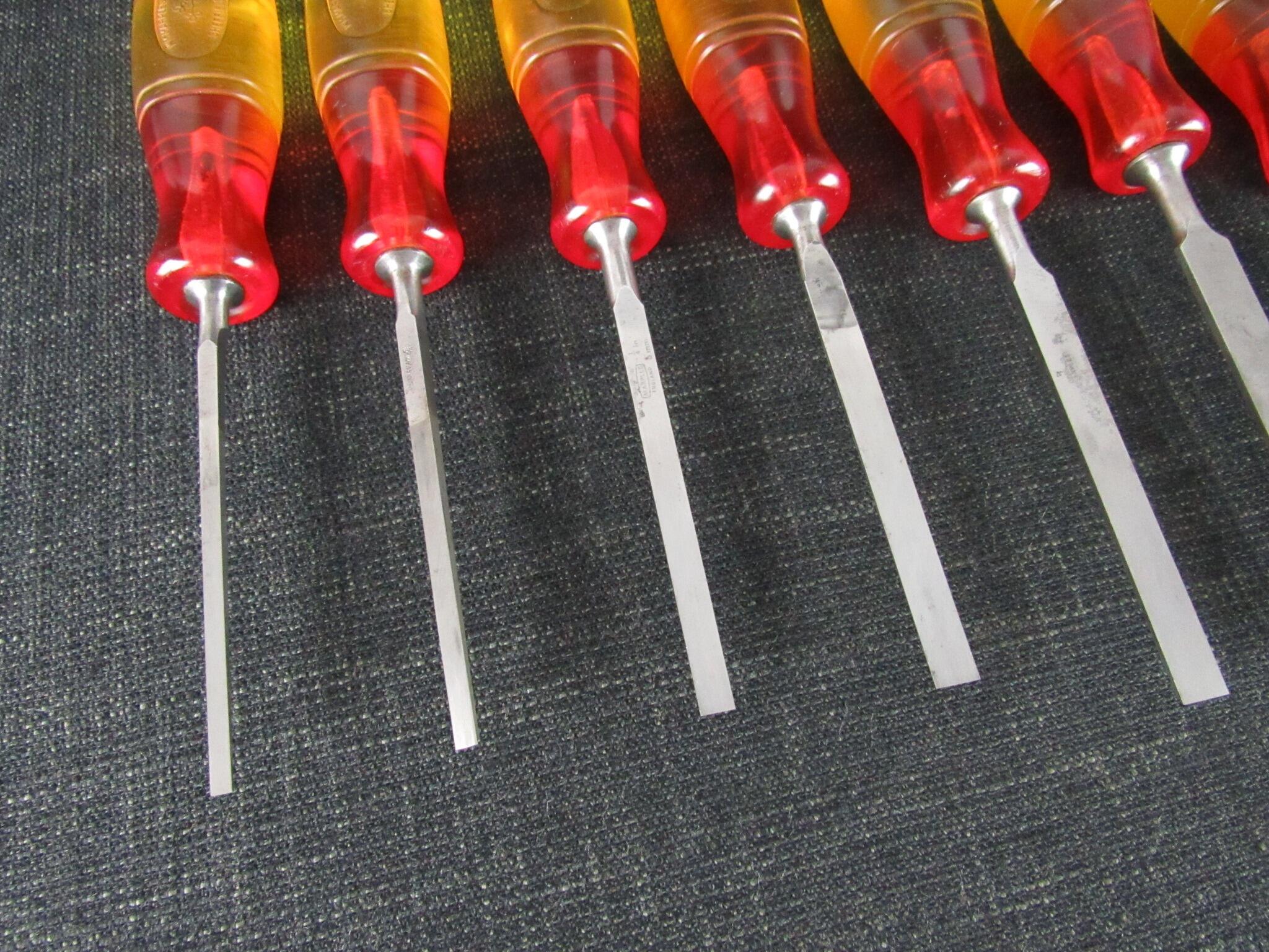 Graduated Set of 10 MARPLES Splitproof Bevel Edge Chisels