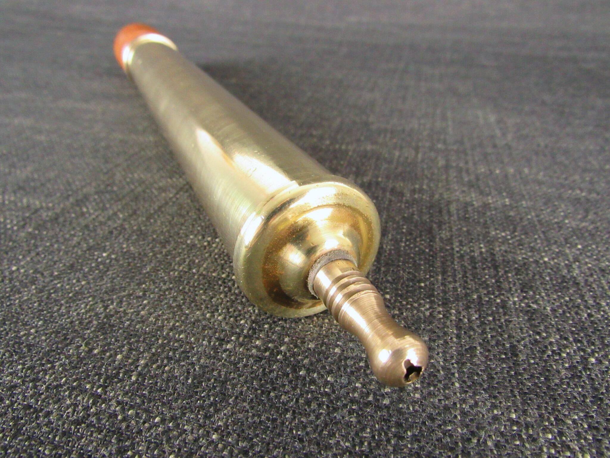 Vintage Brass Football Pump with Wooden Handle