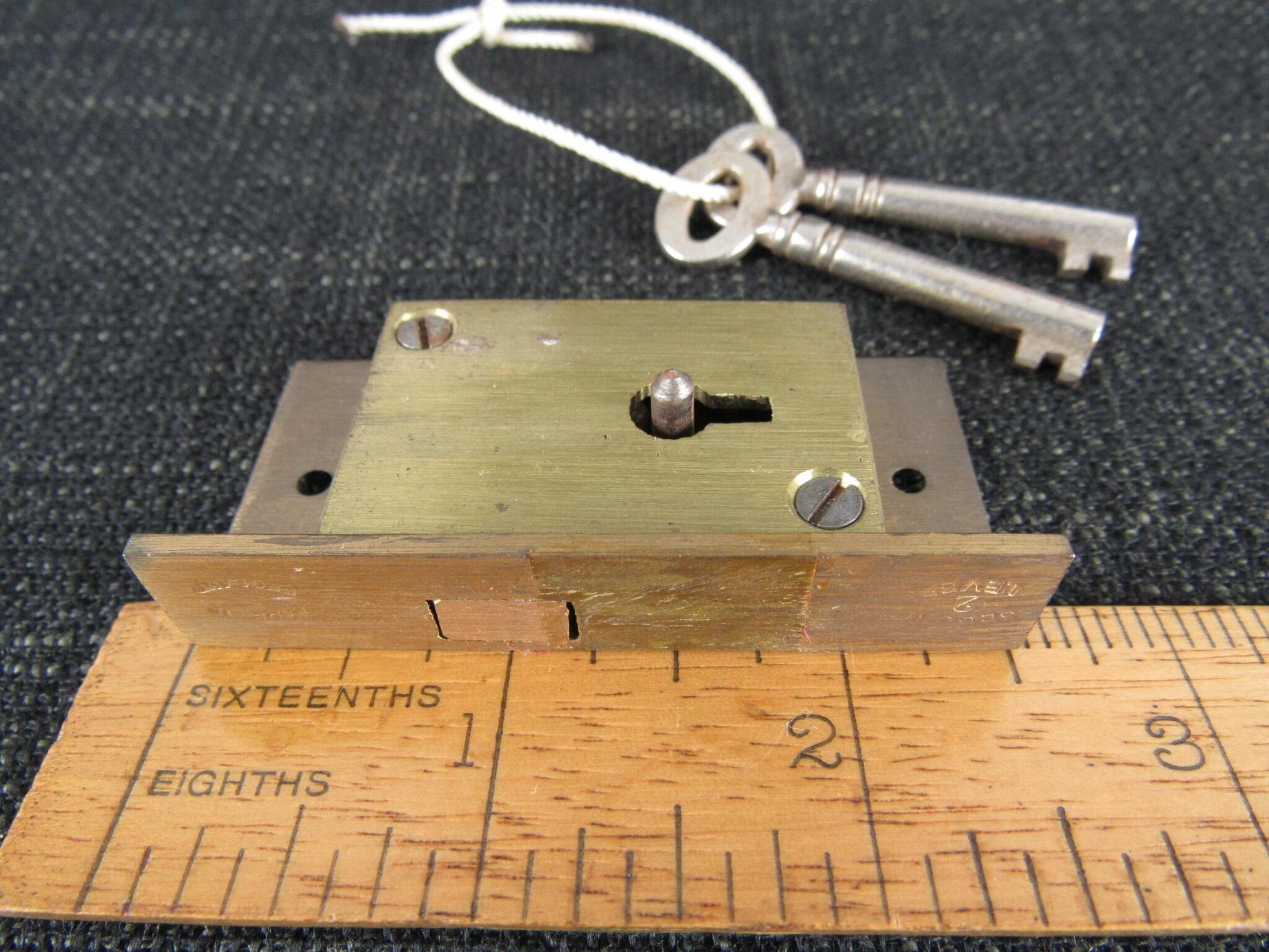 Vintage Brass Cabinet or Cupboard Lock with Hooked Bolt - New Old Stock