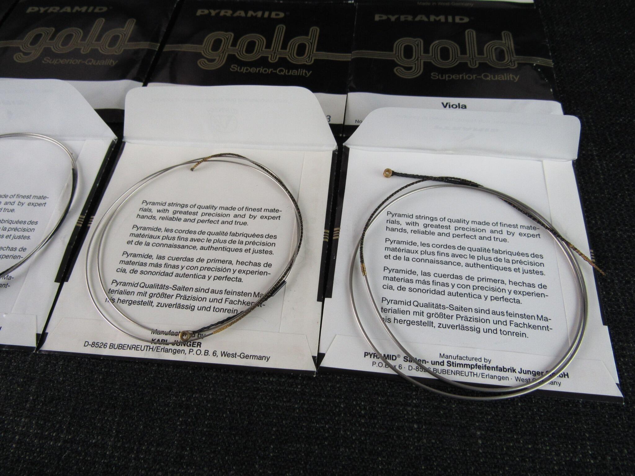 12 PYRAMID Gold Viola Strings - New Old Stock