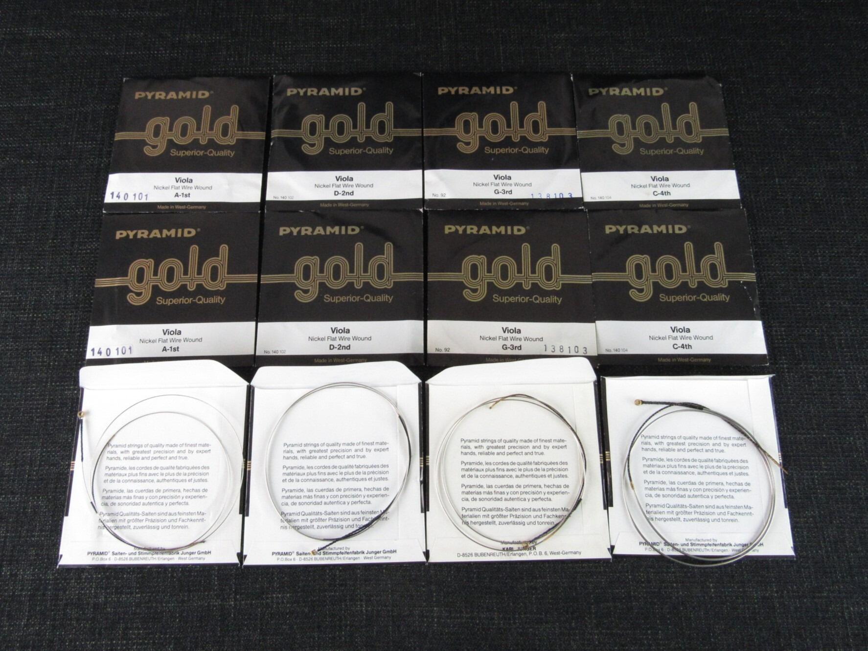 12 PYRAMID Gold Viola Strings - New Old Stock