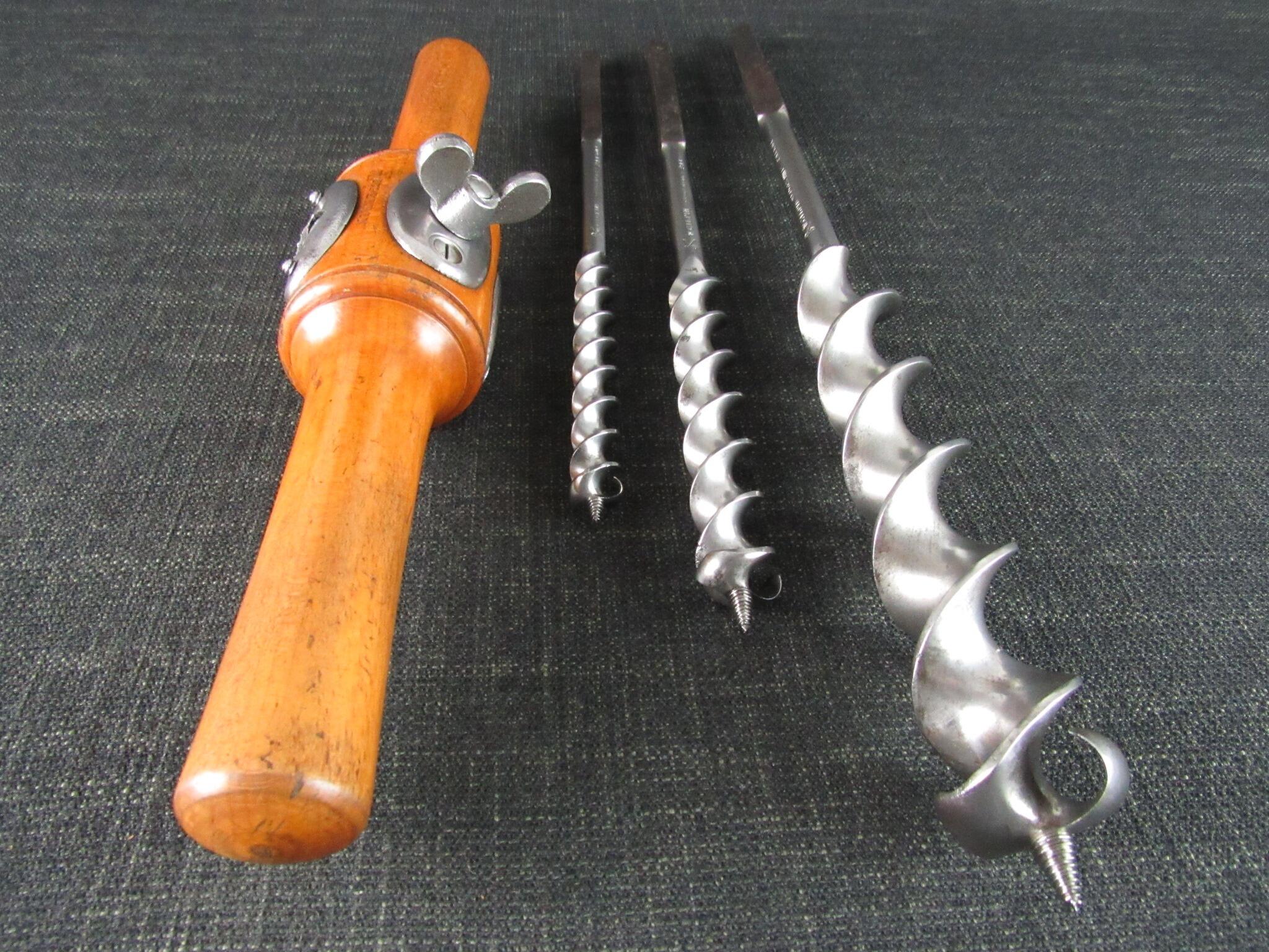 Universal Auger Handle with 3 Patent GILPIN Auger Bits