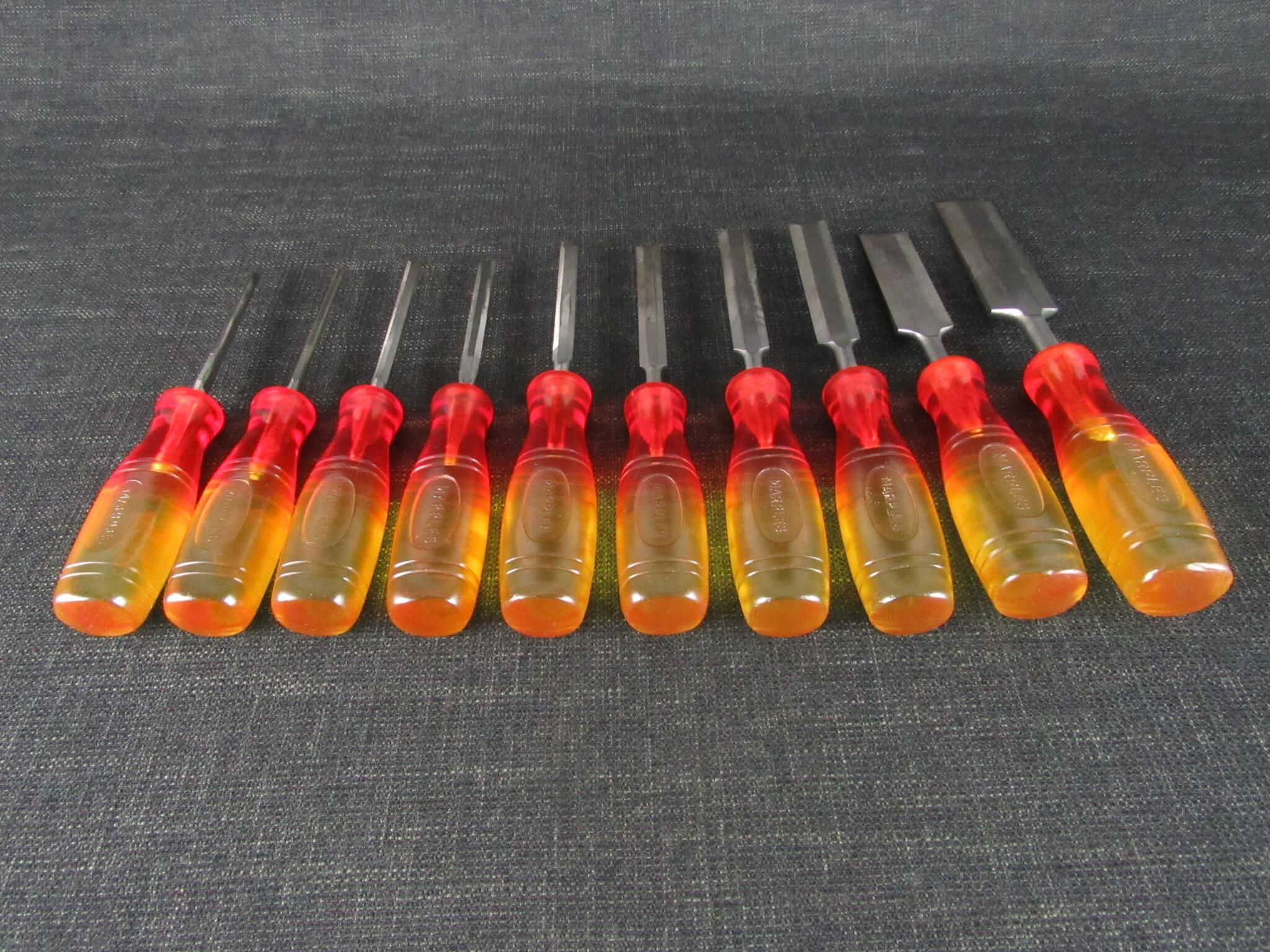 Graduated Set of 10 MARPLES Splitproof Bevel Edge Chisels