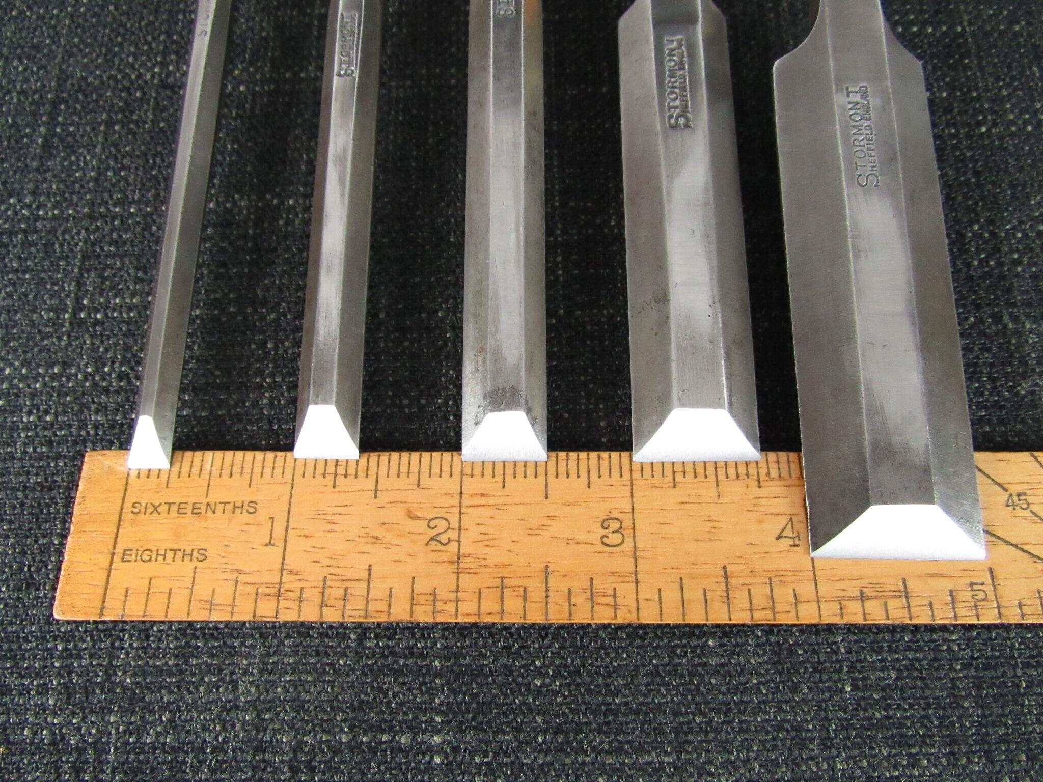 Graduated Set of 5 STORMONT Bevel Edge Chisels with Boxwood Handles