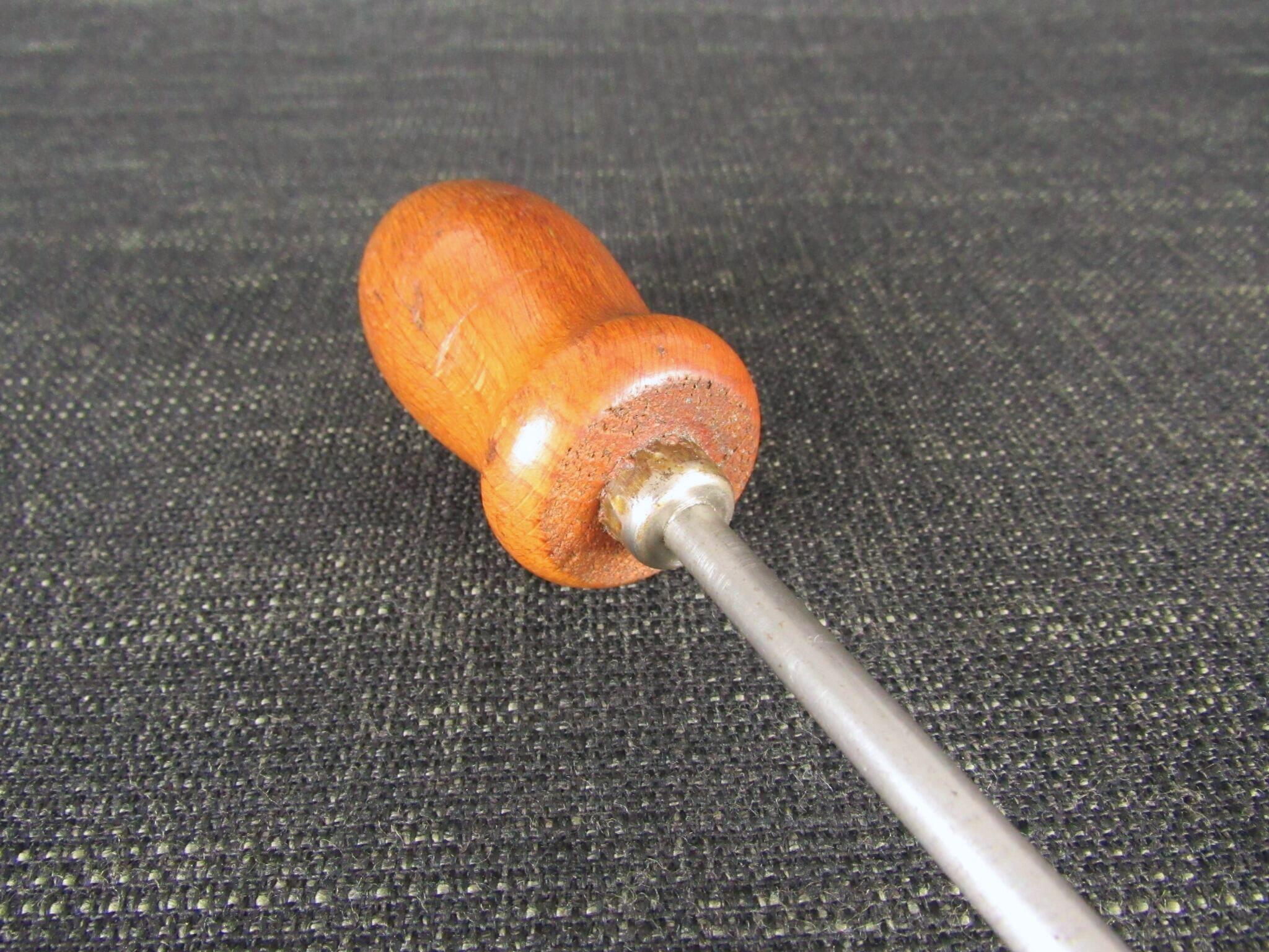Vintage Brass Football Pump with Wooden Handle