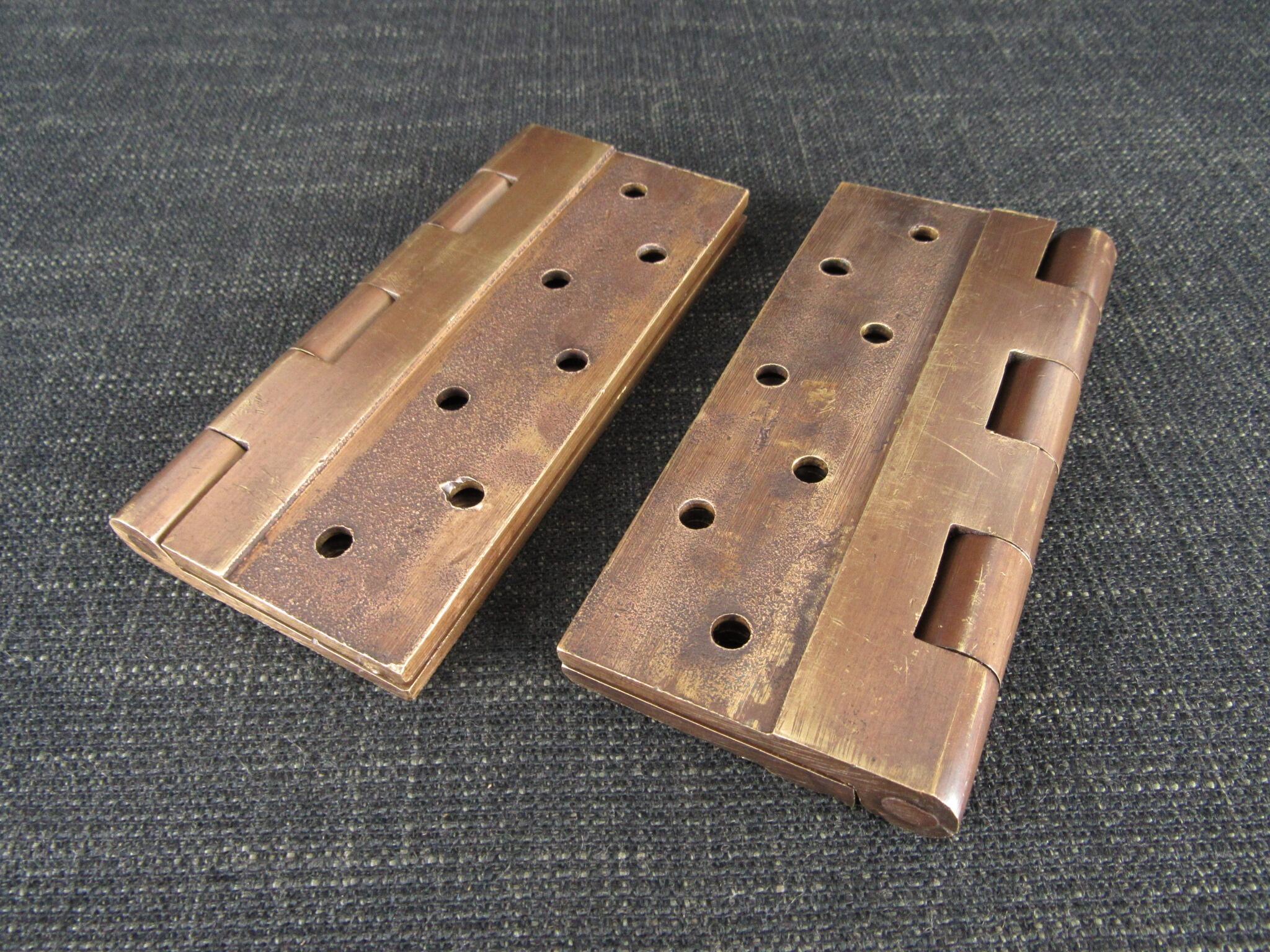Pair of Large Brass Butt Hinges - 5 1/2 by 4 1/2 inch