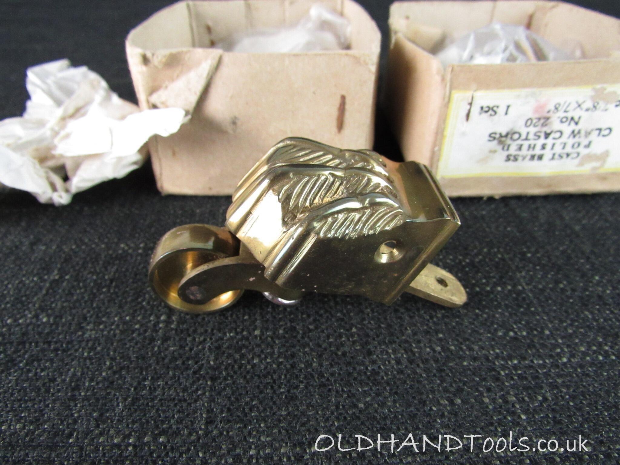 Set of 4 No 220 Vintage Polished Claw Castors - 7/8 x 7/8 inch