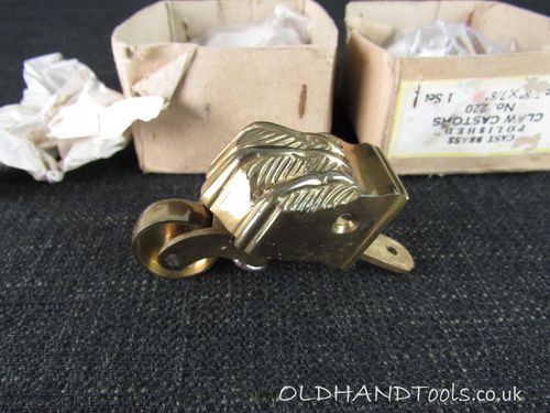 Set of 4 No 220 Vintage Polished Claw Castors - 7/8 x 7/8 inch