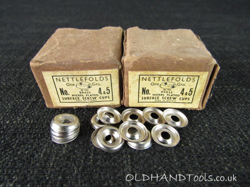 NETTLEFOLDS Nickel Plated Brass Surface Screw Cups - Size 4 & 5