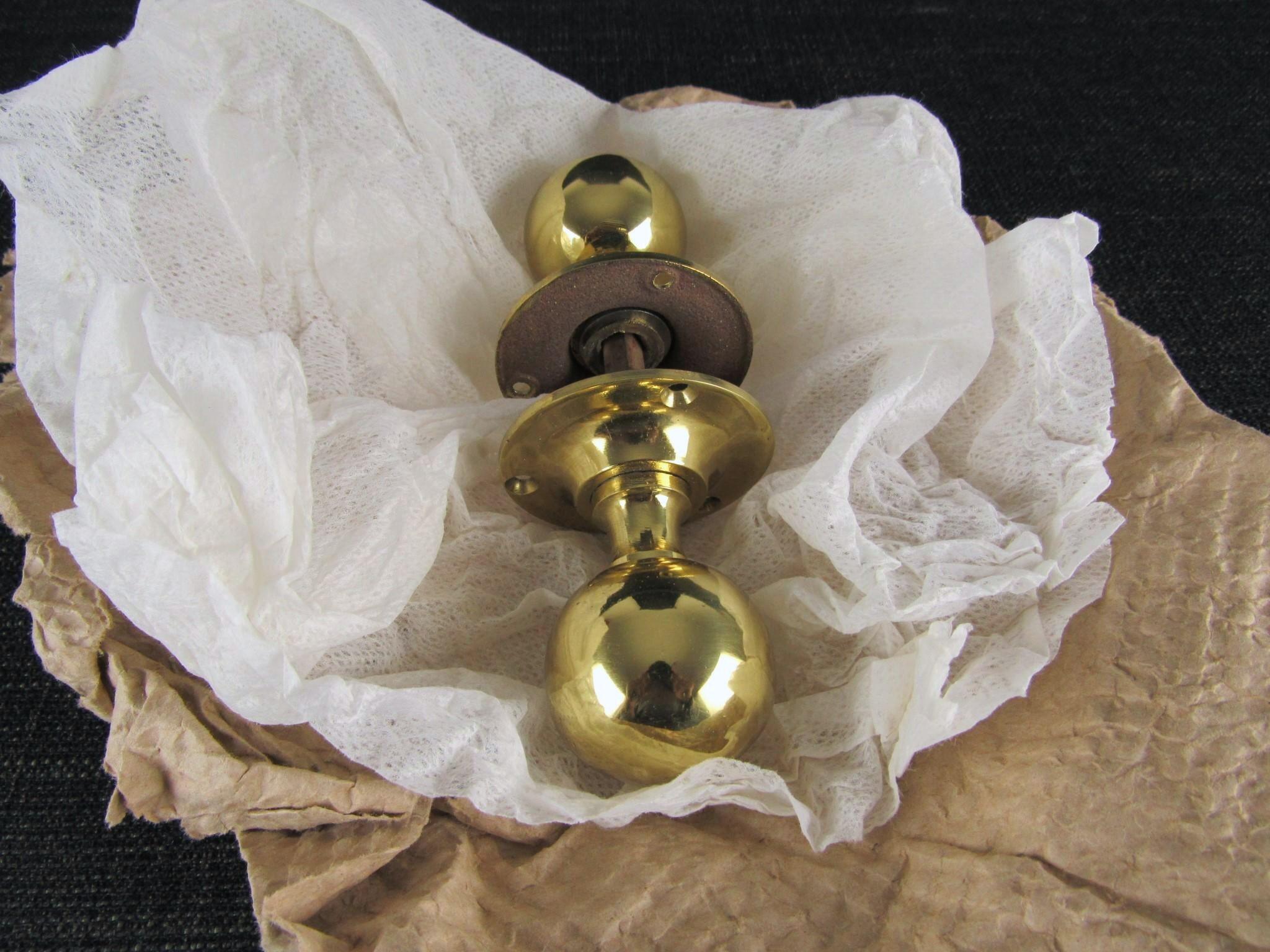 Pair of Vintage Round Brass Door Knobs