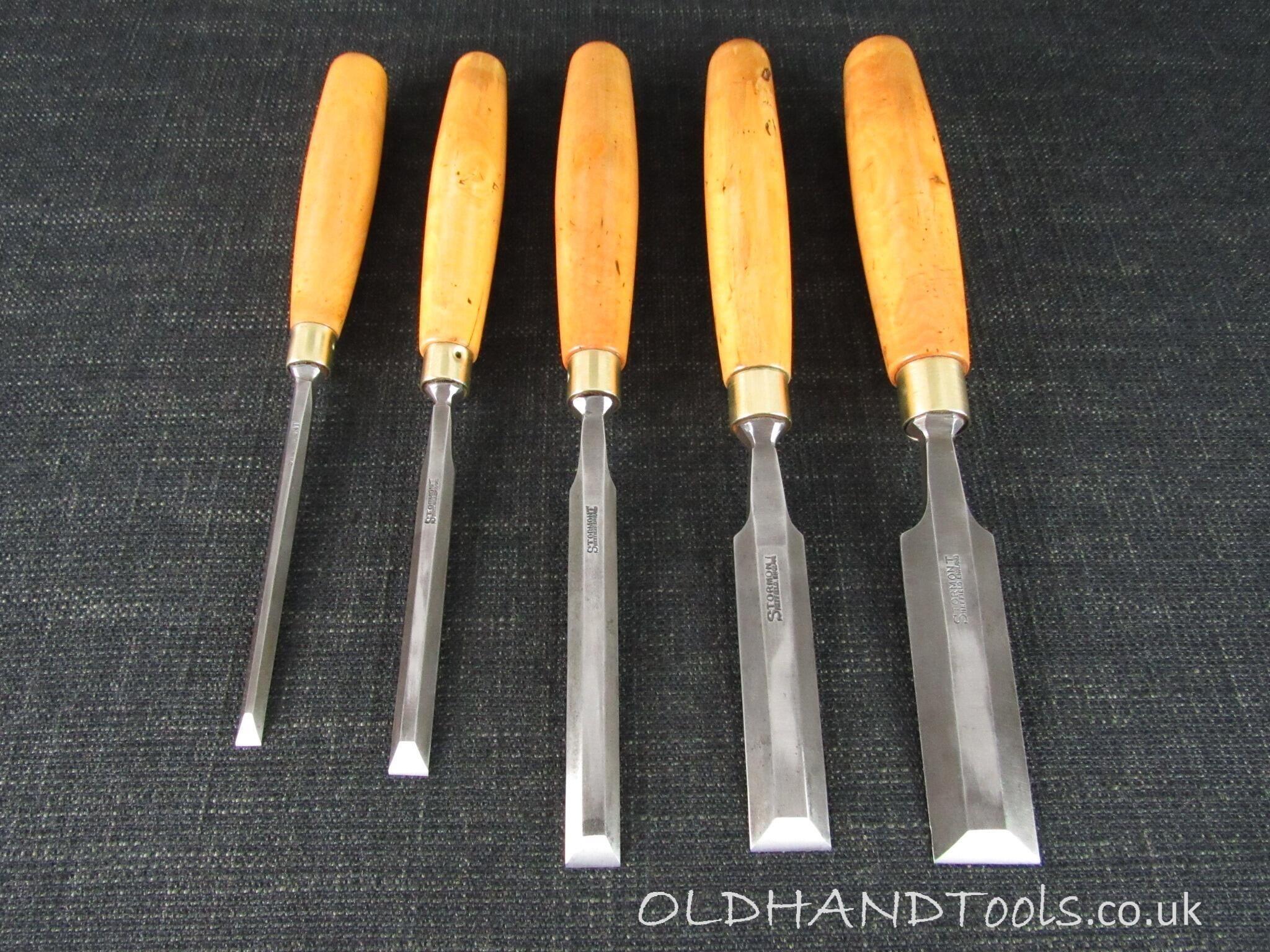 Graduated Set of 5 STORMONT Bevel Edge Chisels with Boxwood Handles