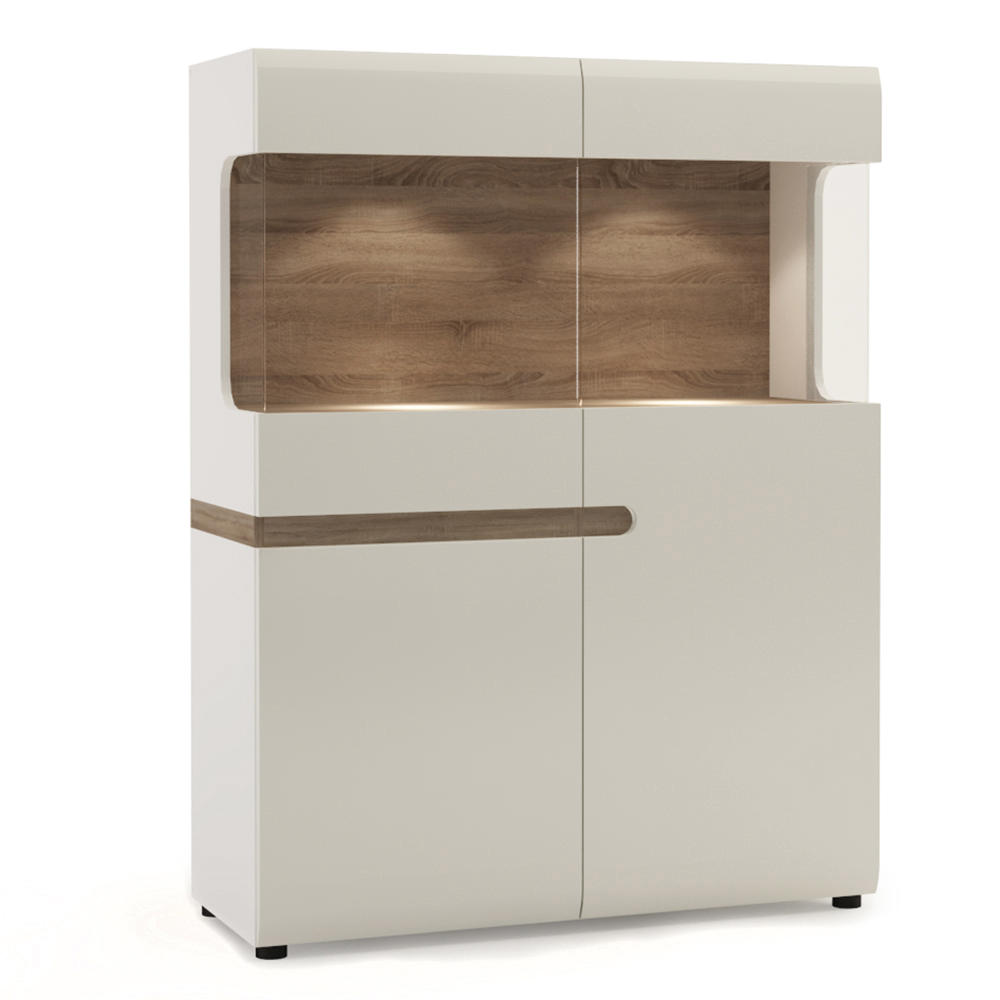 Buy The Avieka White Gloss Wide Display Cabinet At Furniture Octopus
