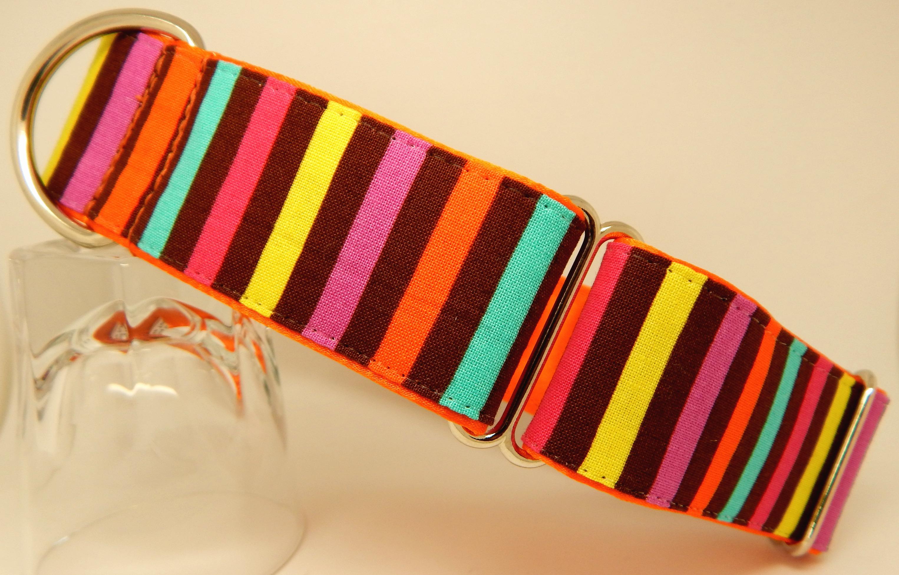 Candy Stripe collar, pink, turquoise, yellow, orange,