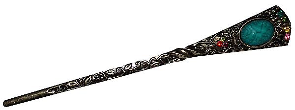 Antique Effect Chinese Hair Pins With A Large Turquoise Gemstone