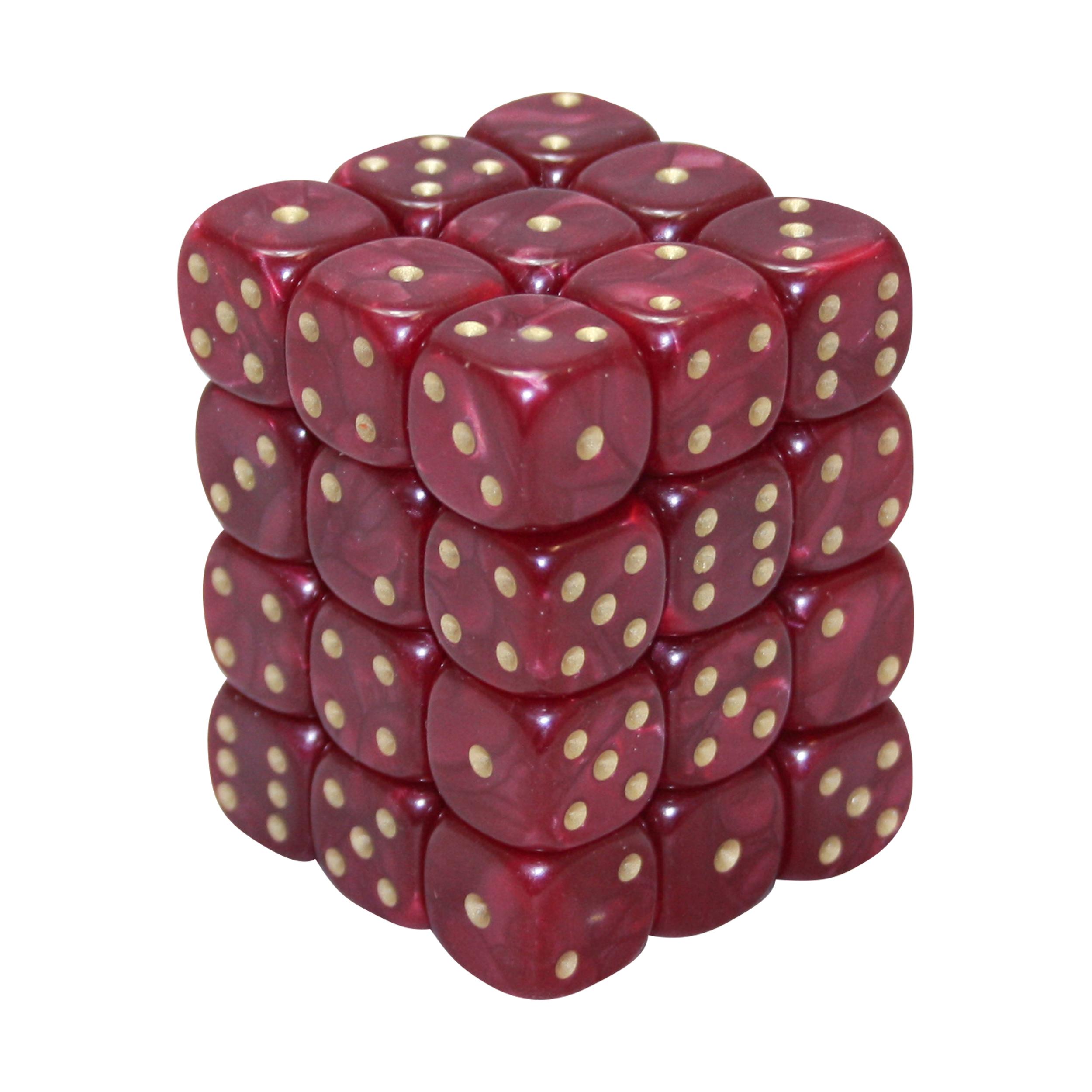 RED x36 12MM d6 PEARL DICE set 