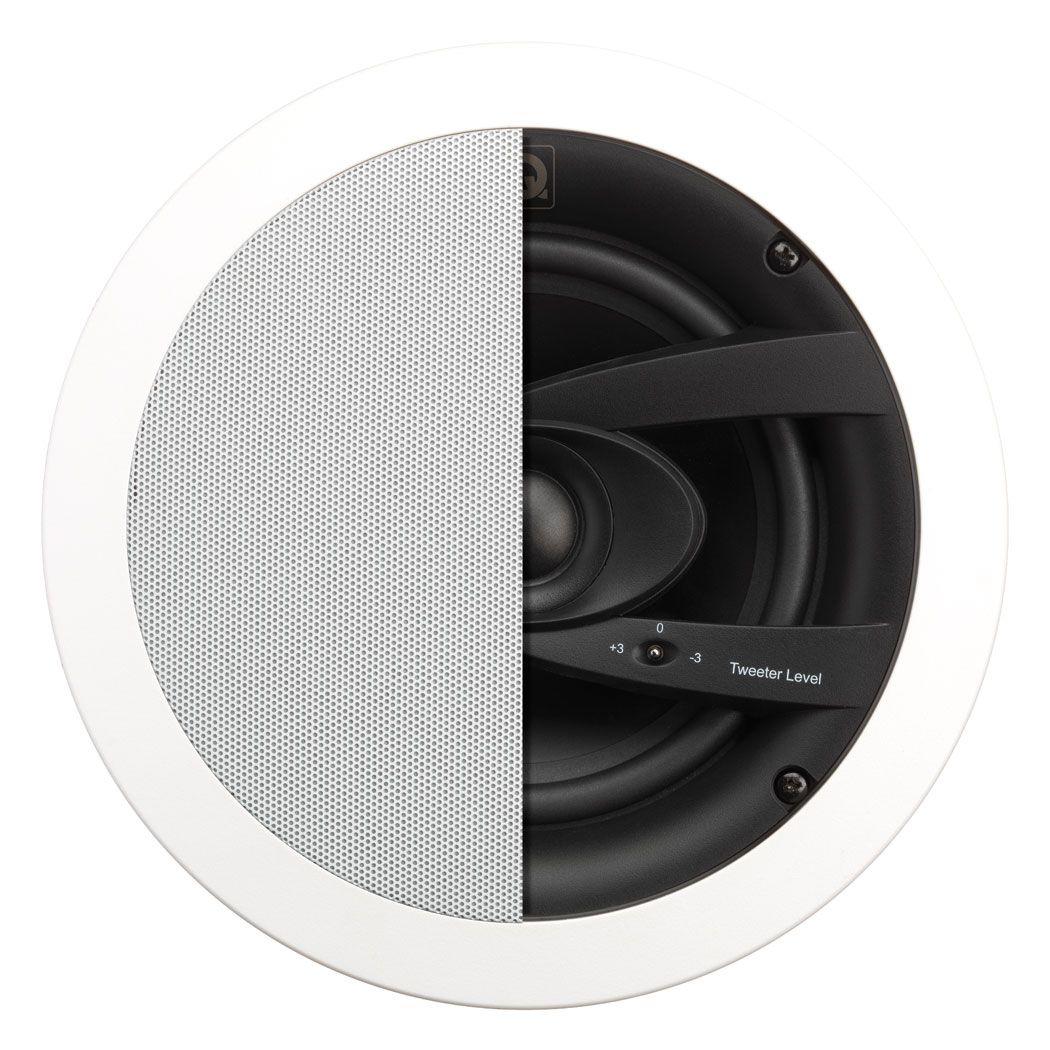 White speaker with half grill and half inner speaker displayed
