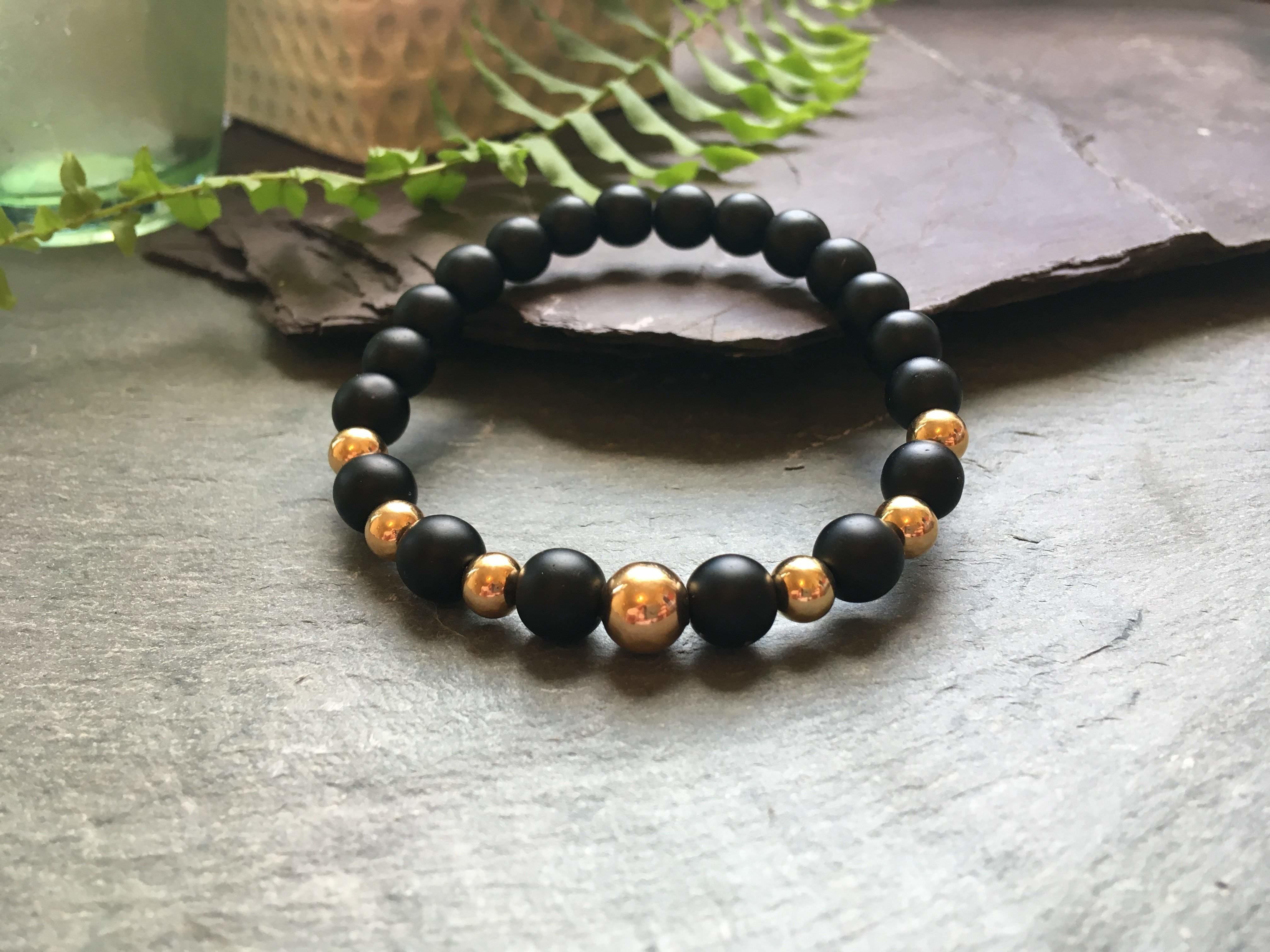 Black And Rose Gold Coloured Stylish Bead Bracelet Black And Rose Gold Coloured Stylish Bead Bracelet Liv Beads Olivia Esme Jewellery