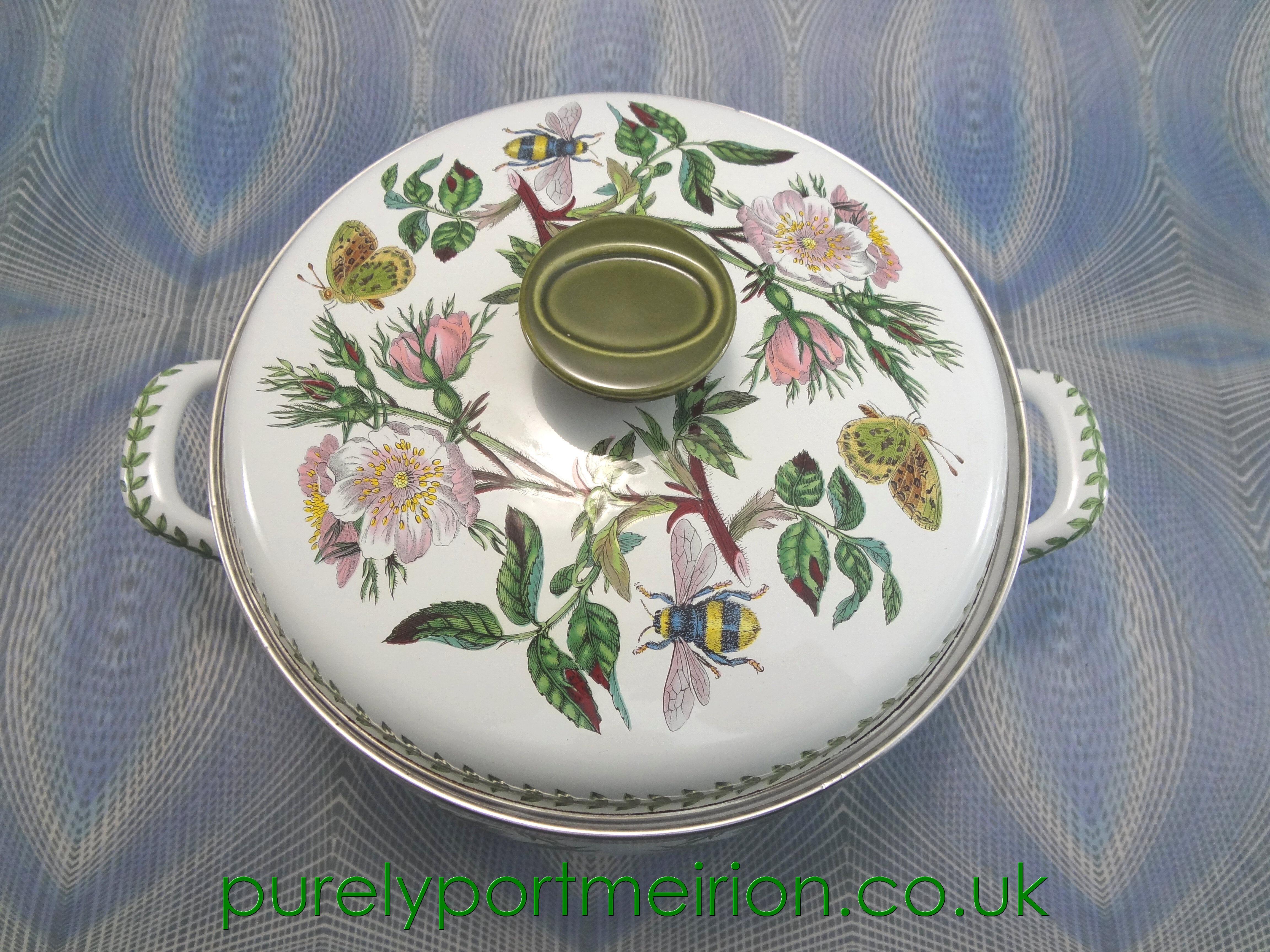 Portmeirion Pottery Botanic Garden 4 Pint Covered Enamel Casserole, Dog Rose, BG1032