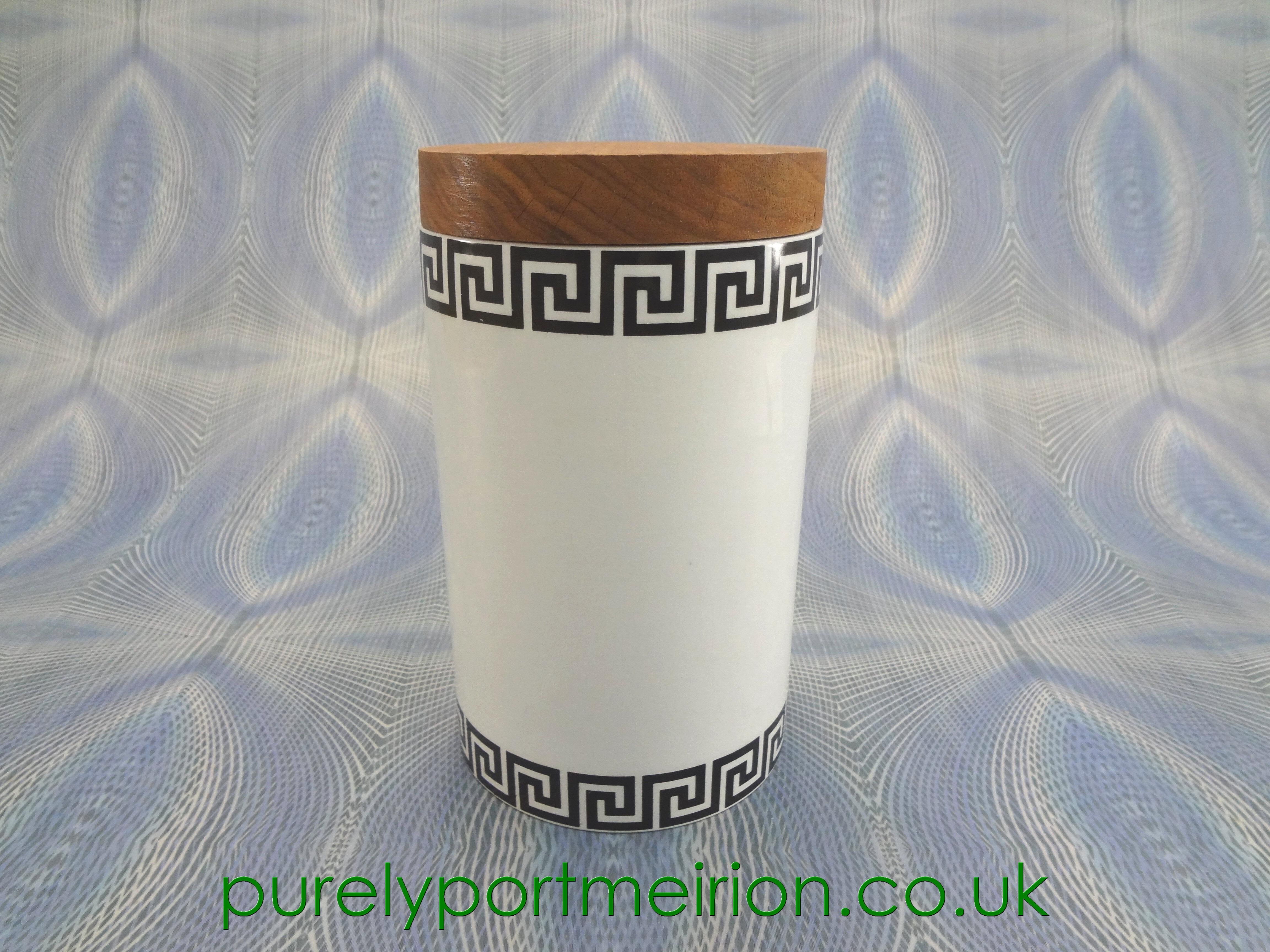 Portmeirion Greek Key Large Storage Jar White With Black Keys, BKW20