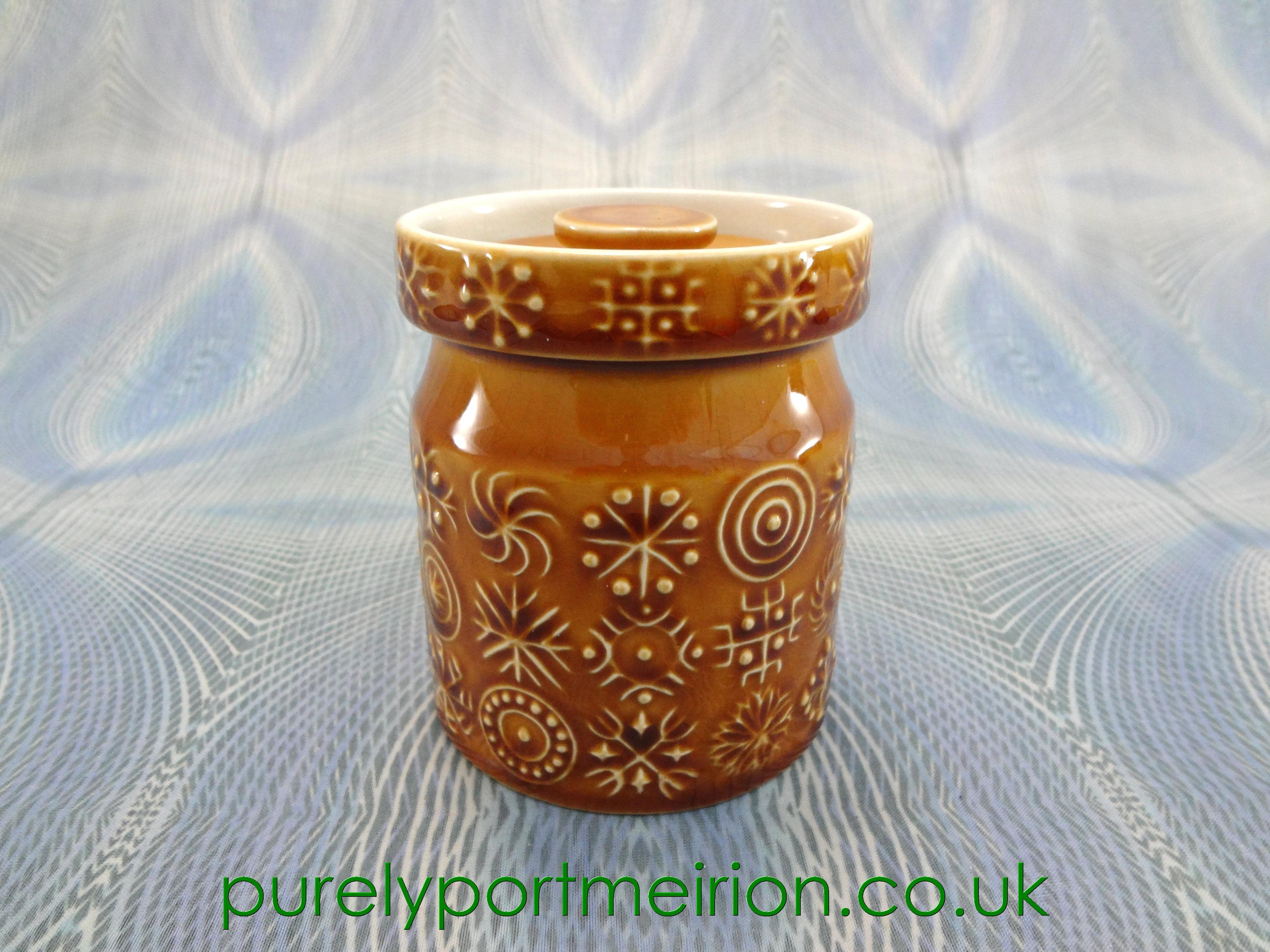 Portmeirion Pottery Totem Amber Ceramic Lidded Storage Jar, TTA30