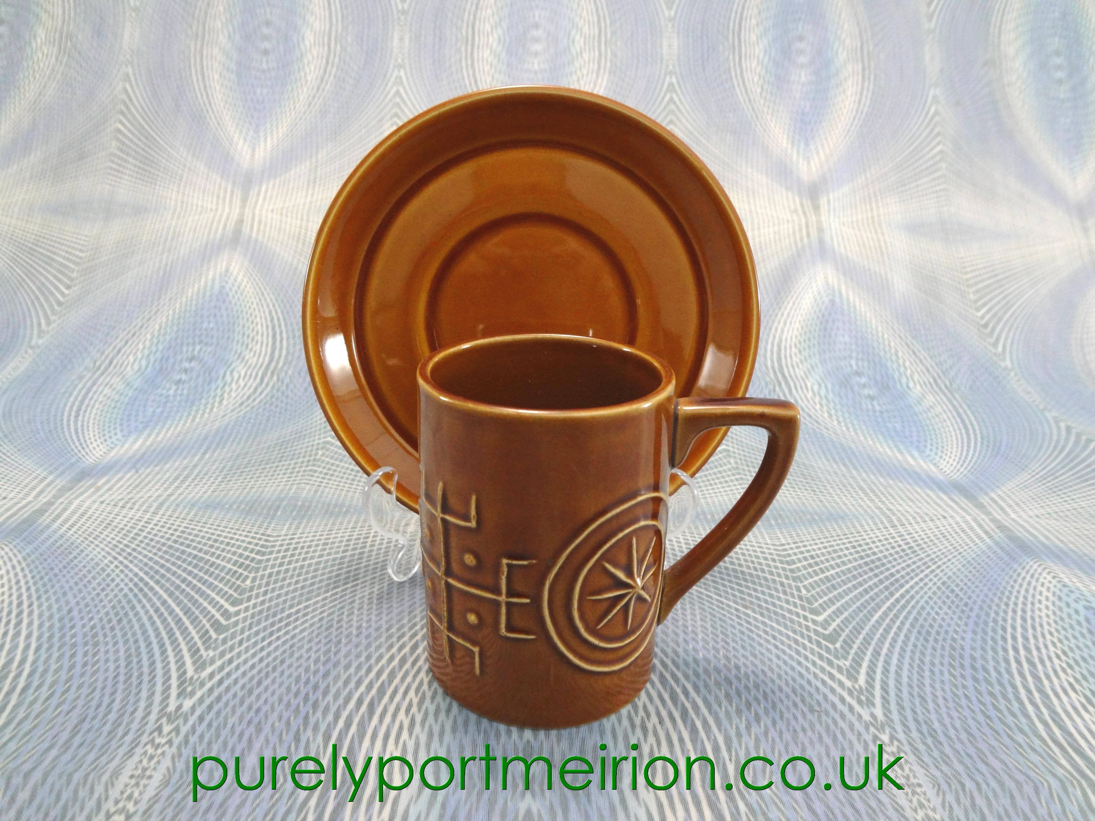 Portmeirion Pottery Totem Amber Coffee Cup And Saucer, TTA37