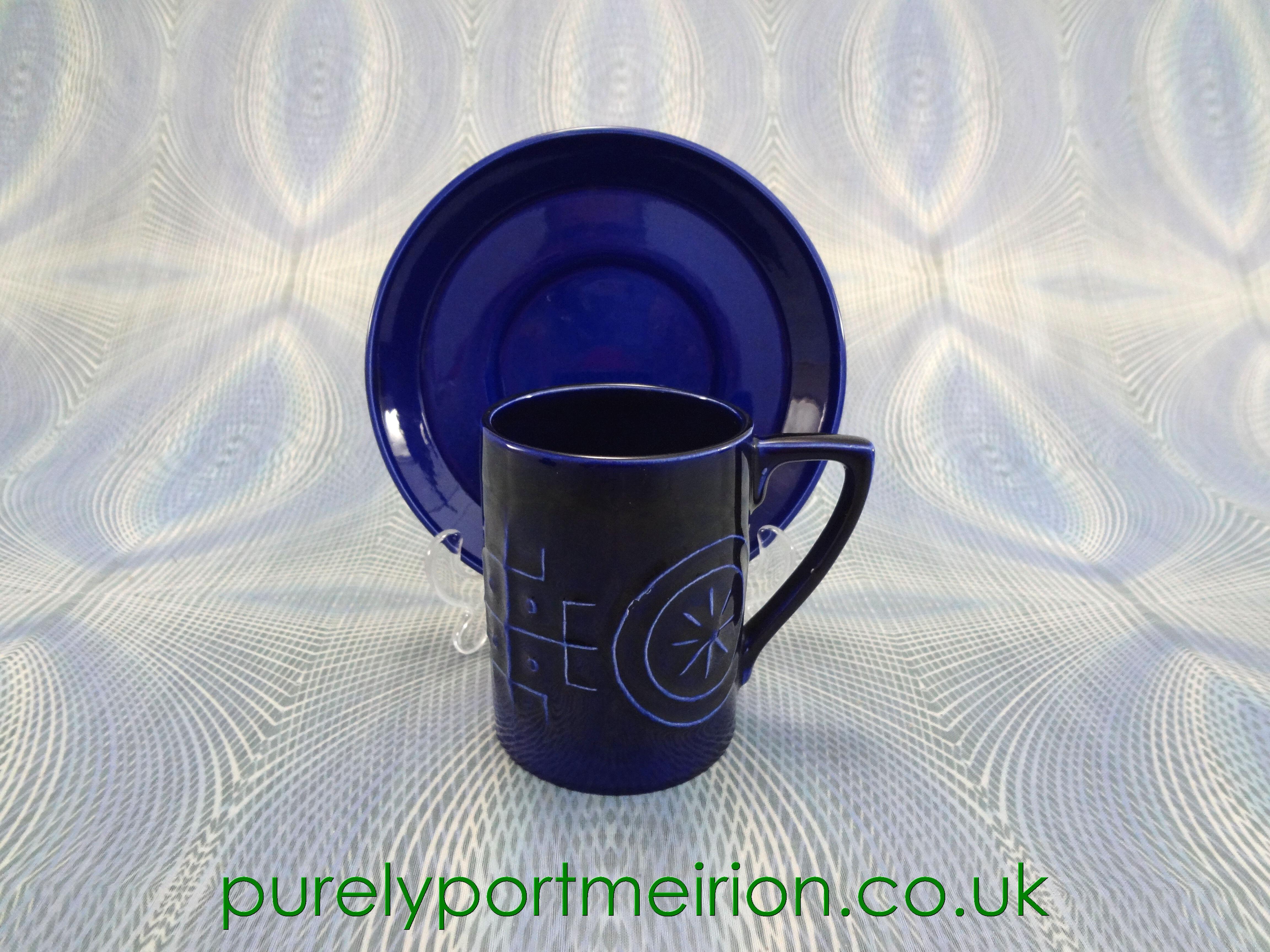 Portmeirion Pottery Totem Blue Coffee Cup And Saucer, TTB3