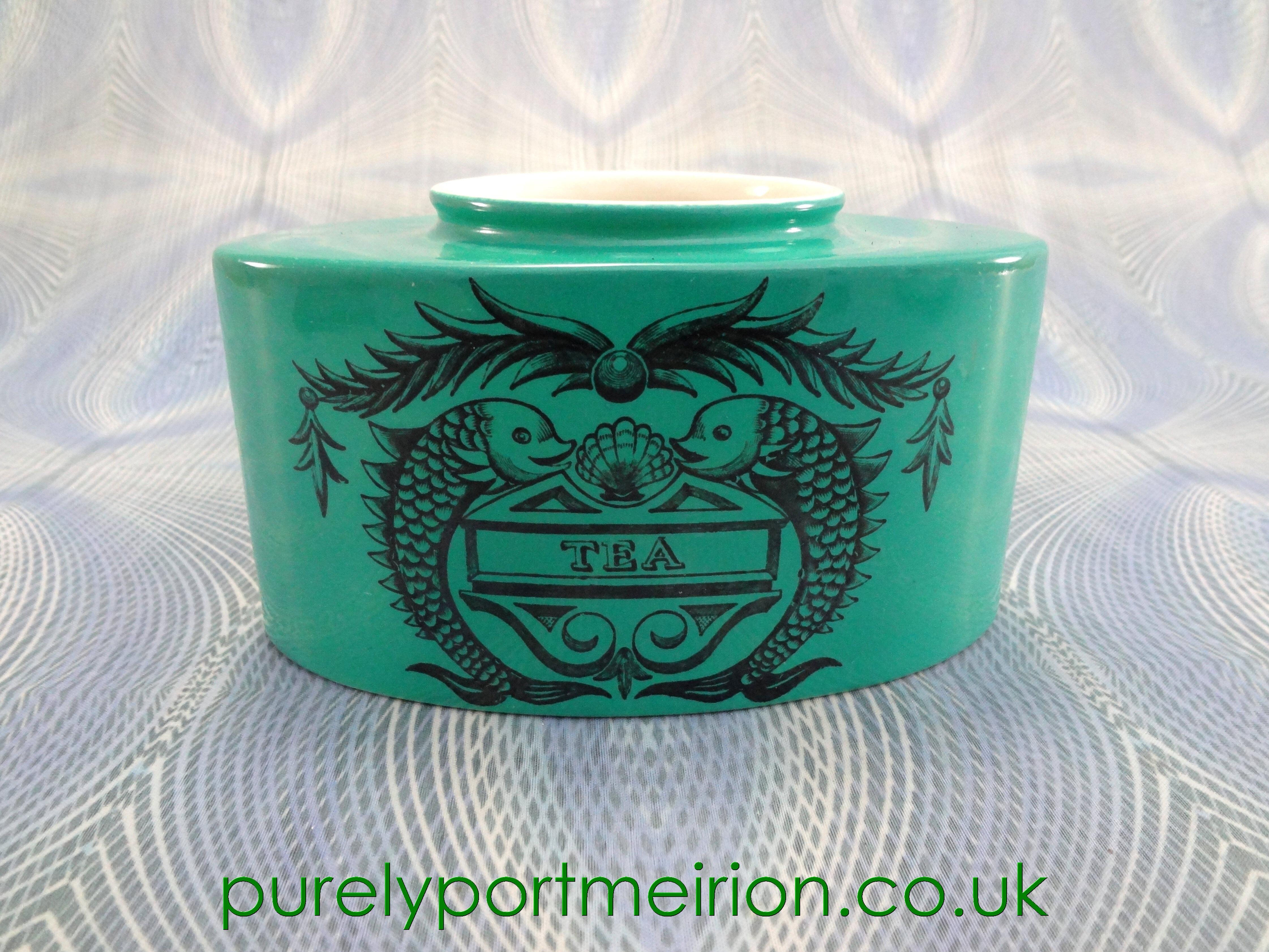 Portmeirion Dolphin Tea Caddy, Very Rare, Green, D60