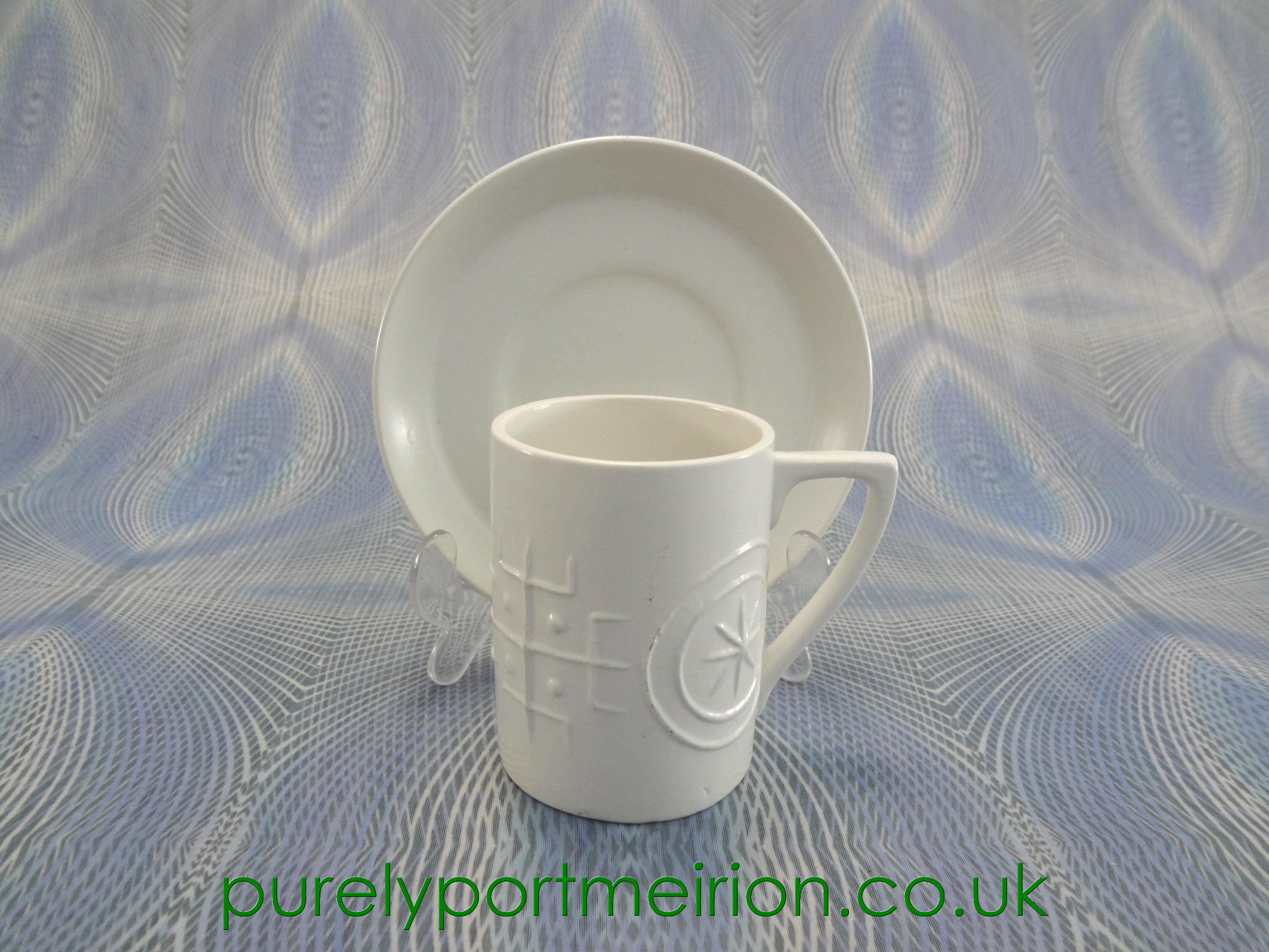 Portmeirion Pottery Totem Satin White Coffee Cup And Saucer, TTW50