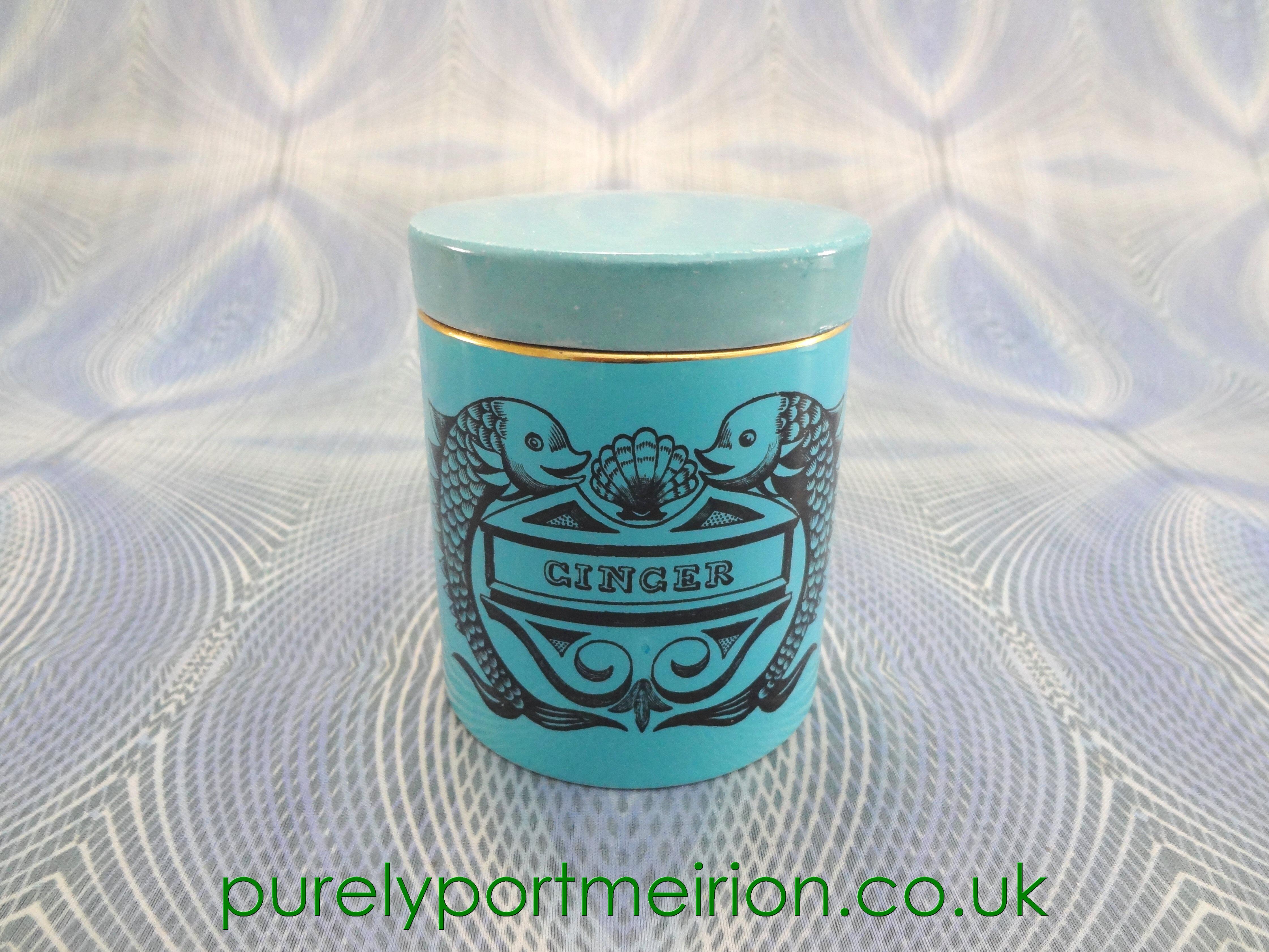 Portmeirion Dolphin Spice Jar, Ginger, Rare, Turquoise, D85