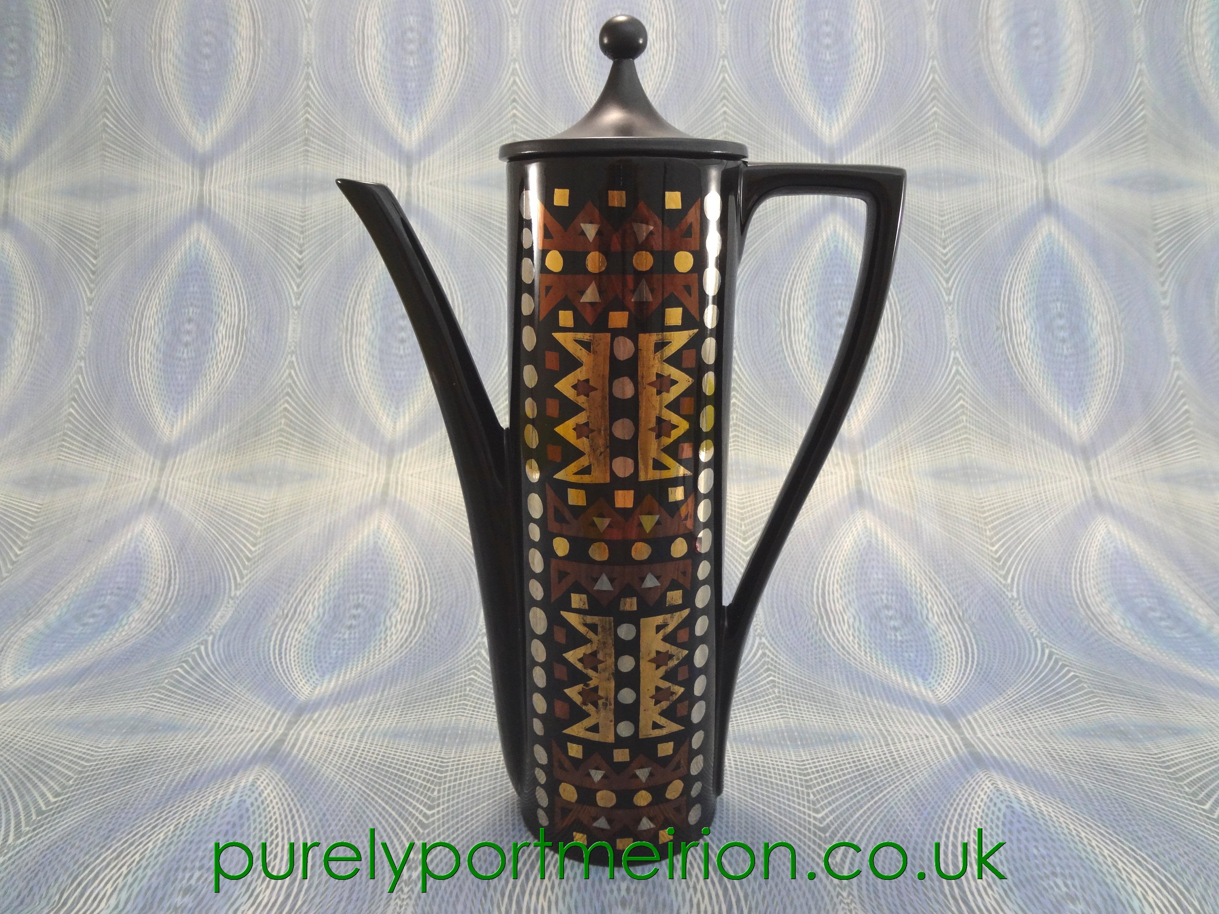 Portmeirion Pottery Cylinder Coffee Pot Aztec Brocade, AB9