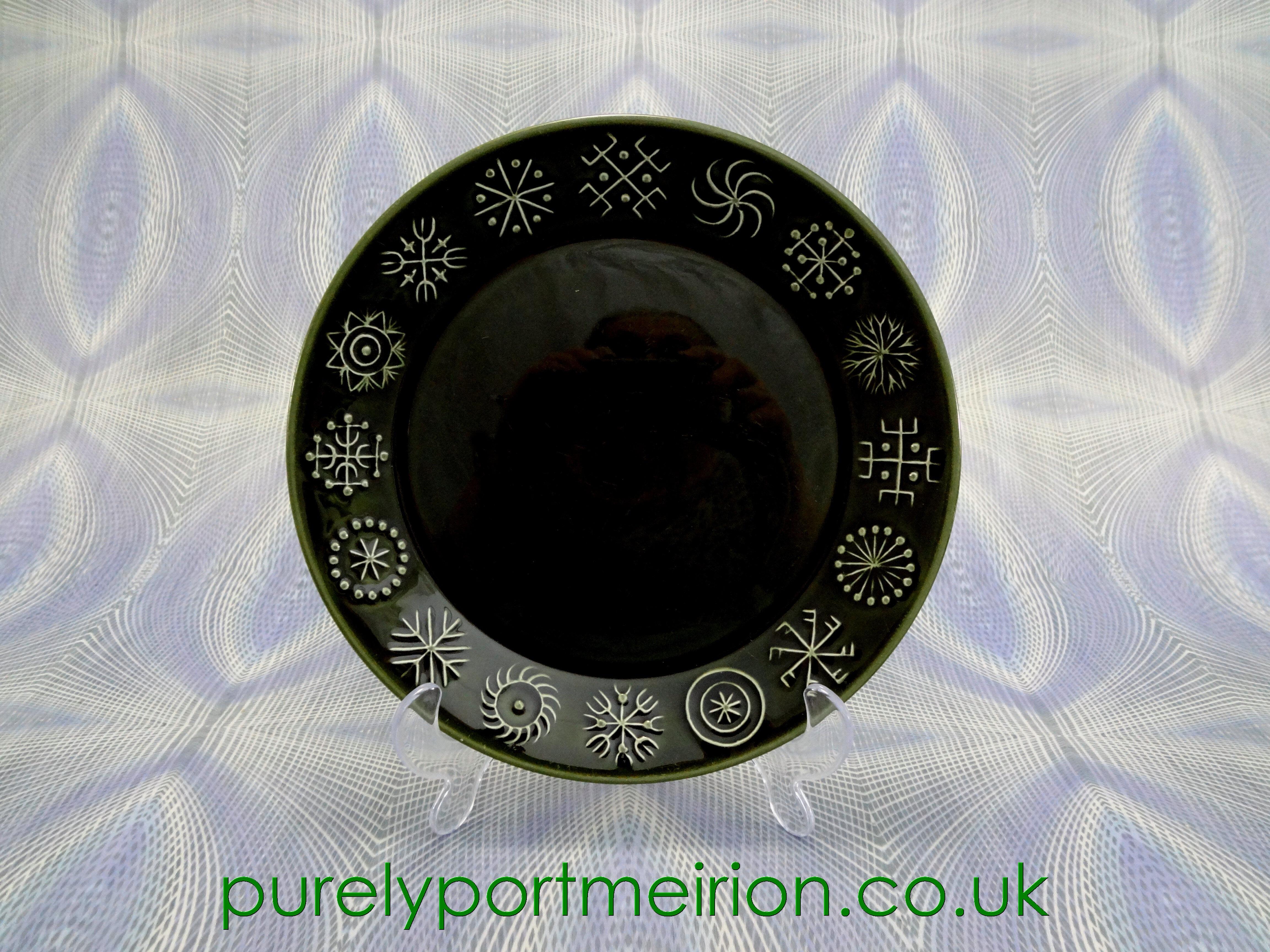 Portmeirion Pottery Totem Olive Green Dessert Plate, TTO14