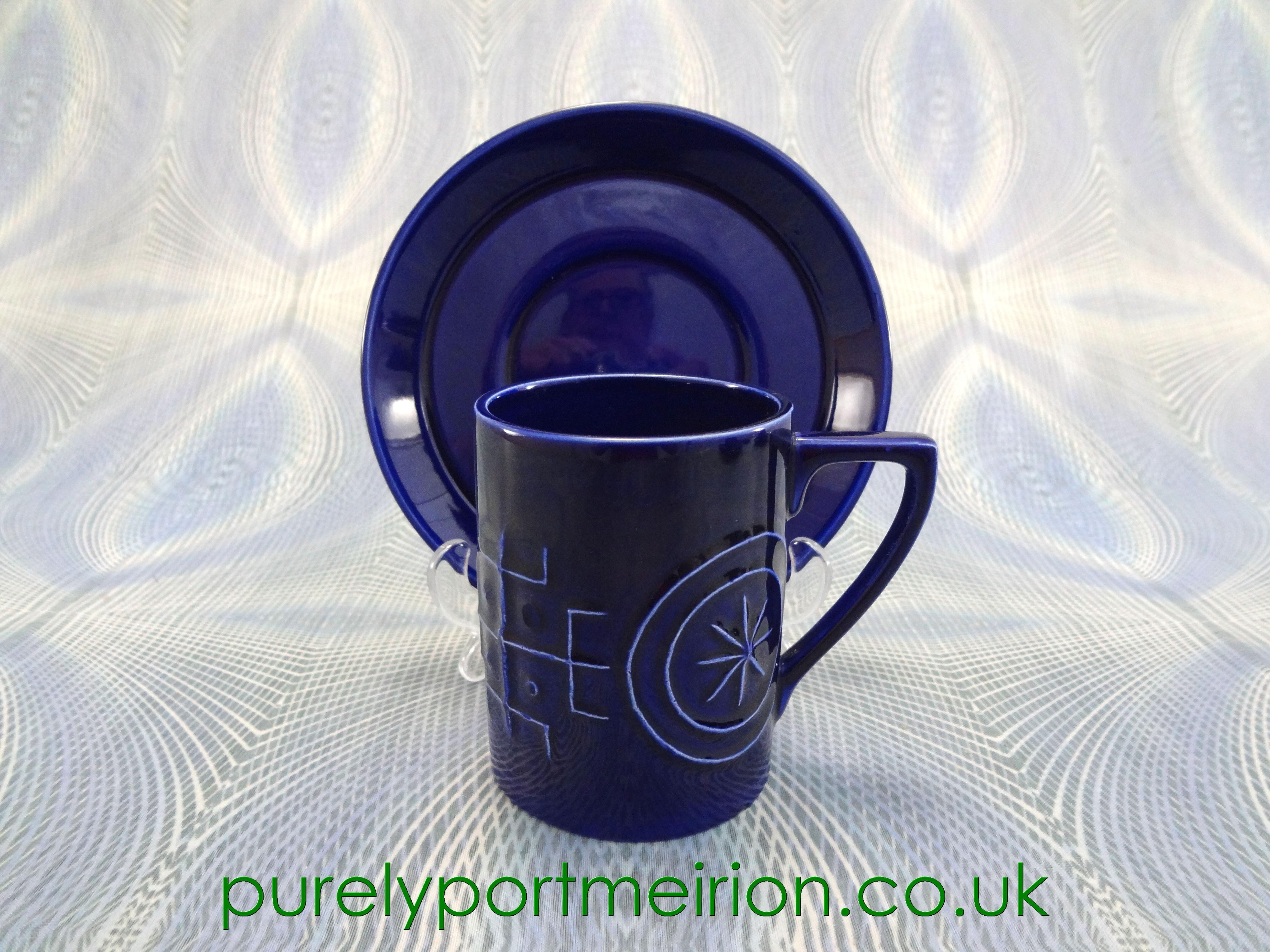 Portmeirion Pottery Totem Blue Coffee Cup And Saucer, TTB2