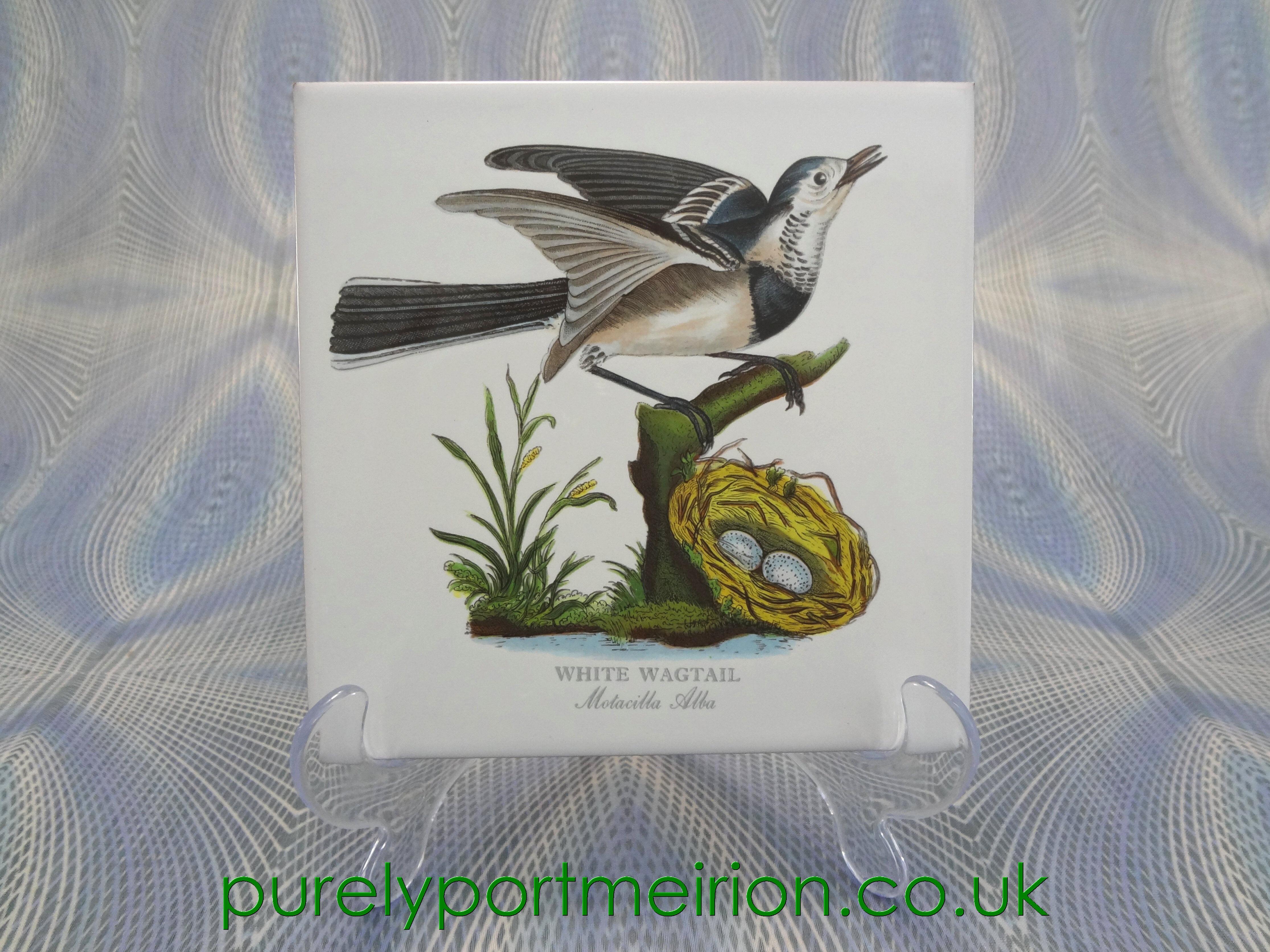 Portmeirion Birds Of Britain Wall Tile, White Wagtail, B148