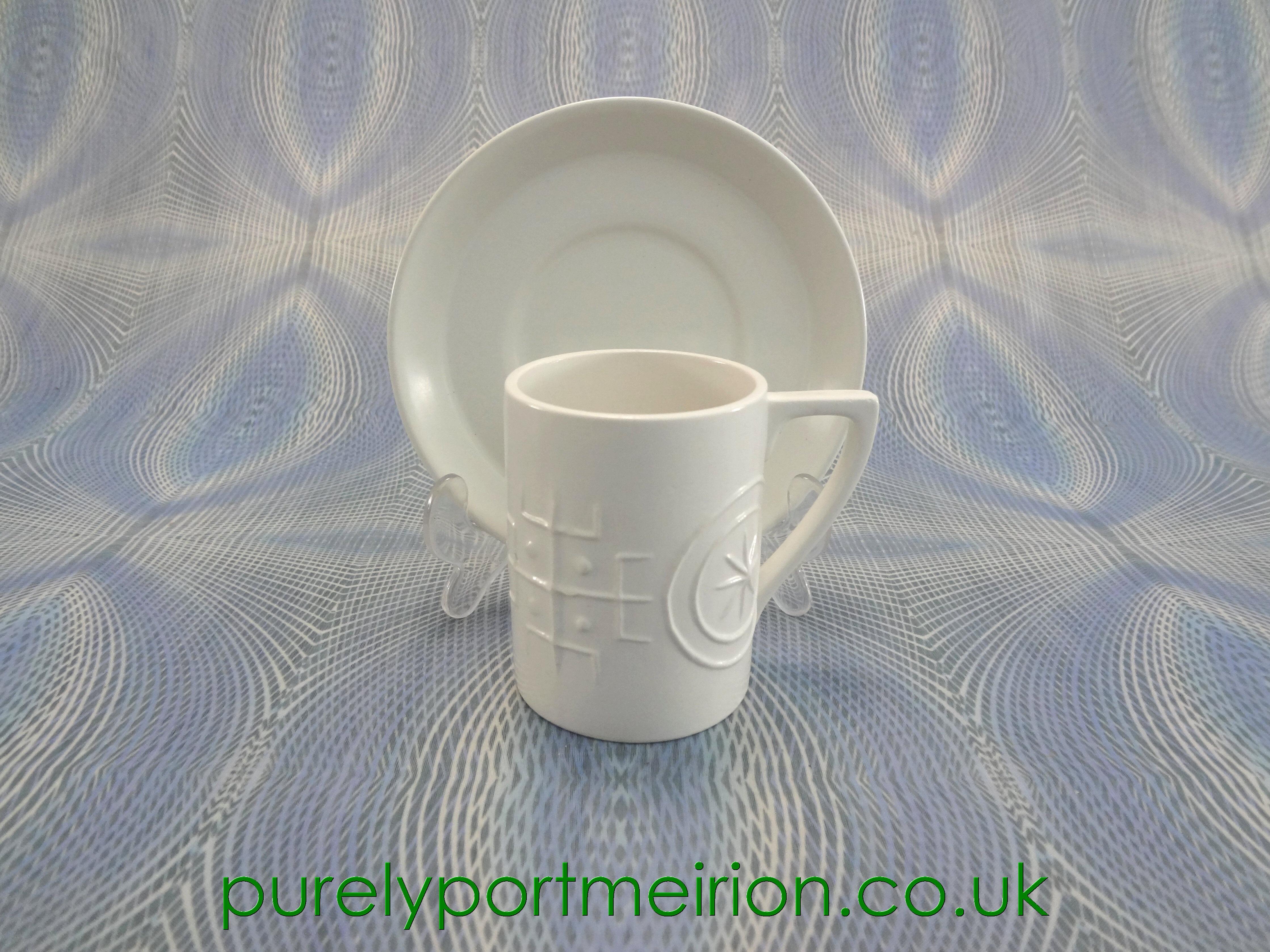 Portmeirion Pottery Totem Satin White Coffee Cup And Saucer, TTW51
