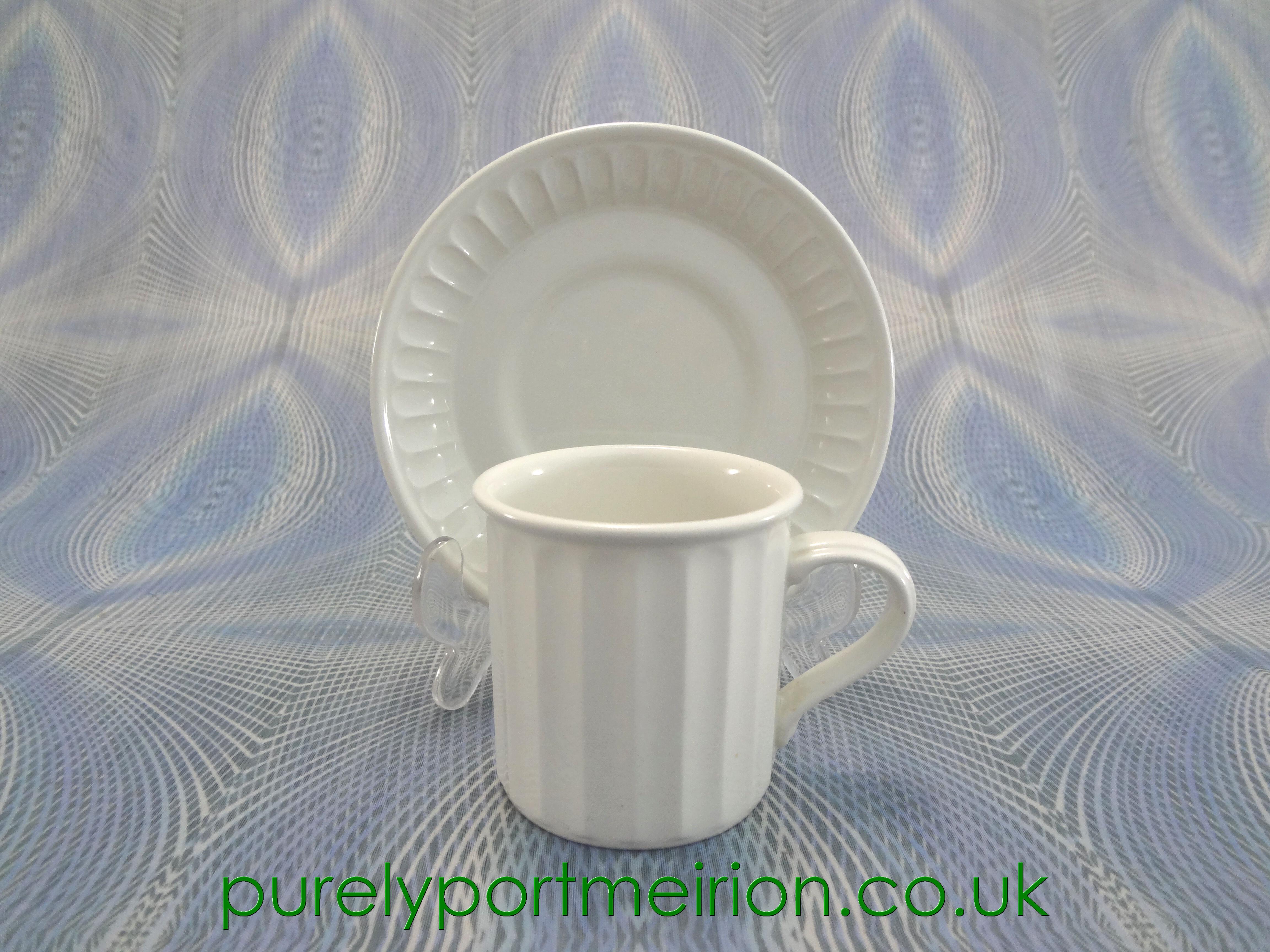 Portmeirion White Fluted Ware Coffee Cup And Saucer. RARE, MI 170-172