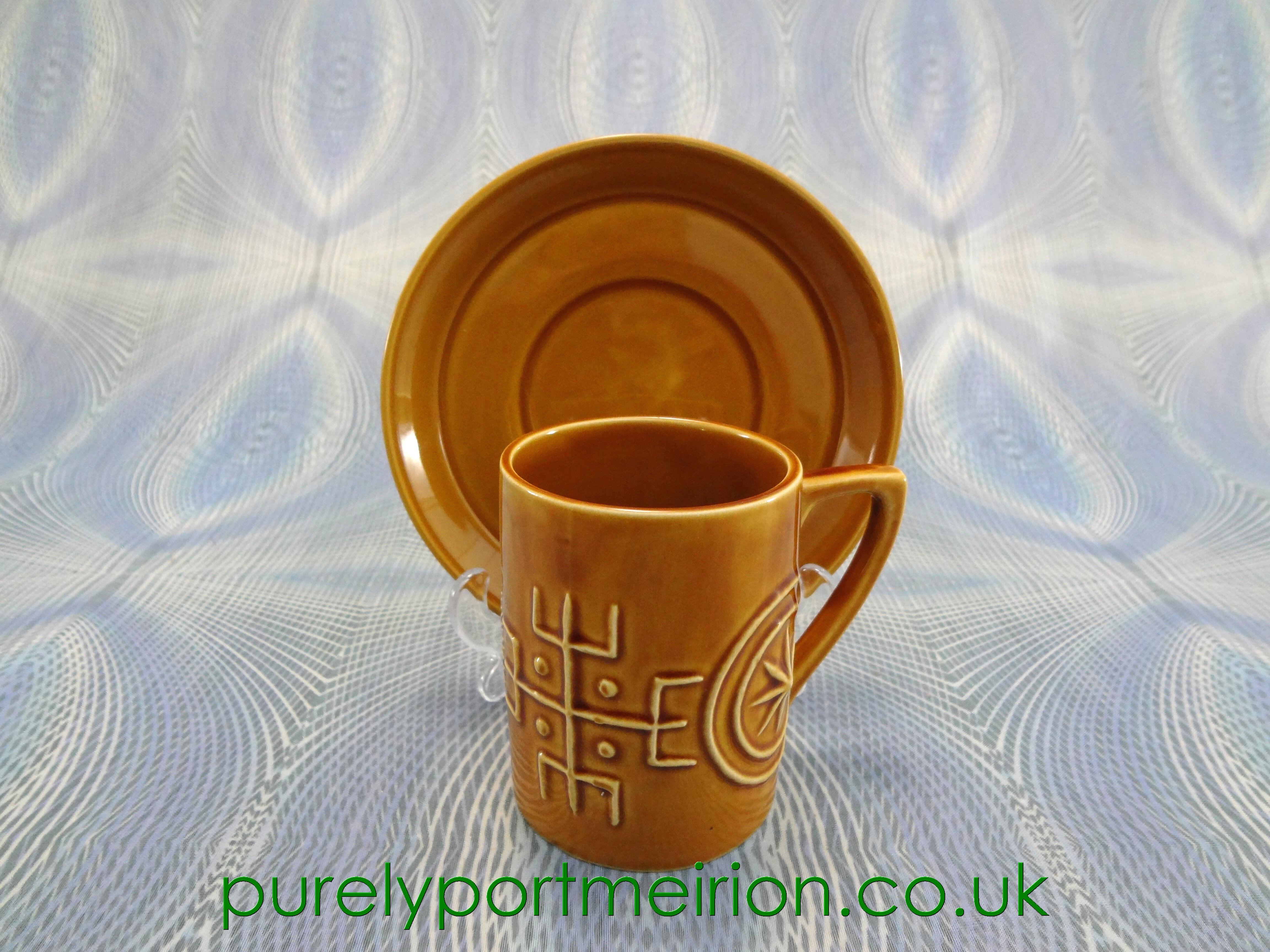 Portmeirion Pottery Totem Pale Amber Coffee Cup And Saucer, TTA12-15