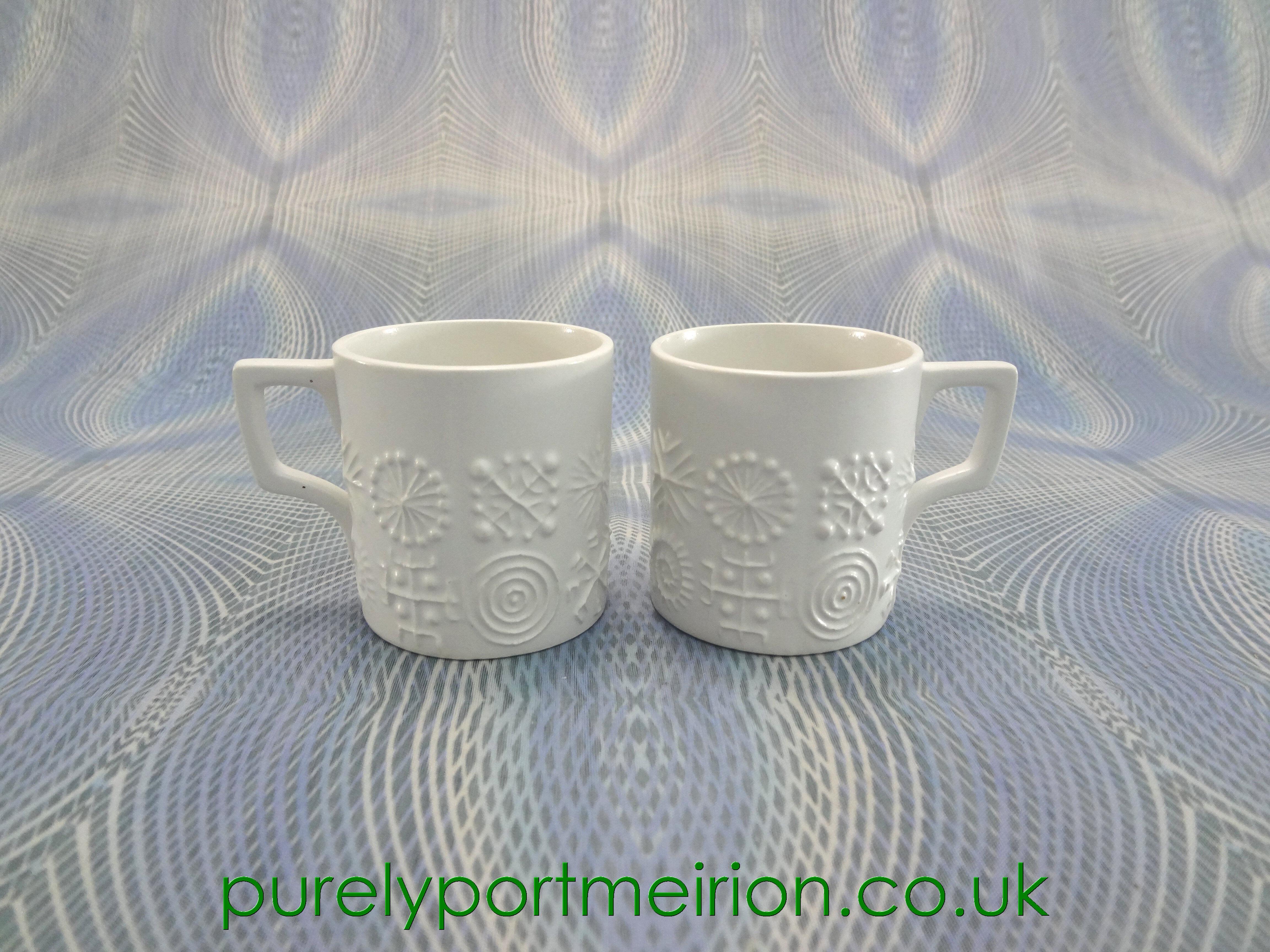 Portmeirion Pottery Totem Satin White Pair Of Espresso Cups, TTW55