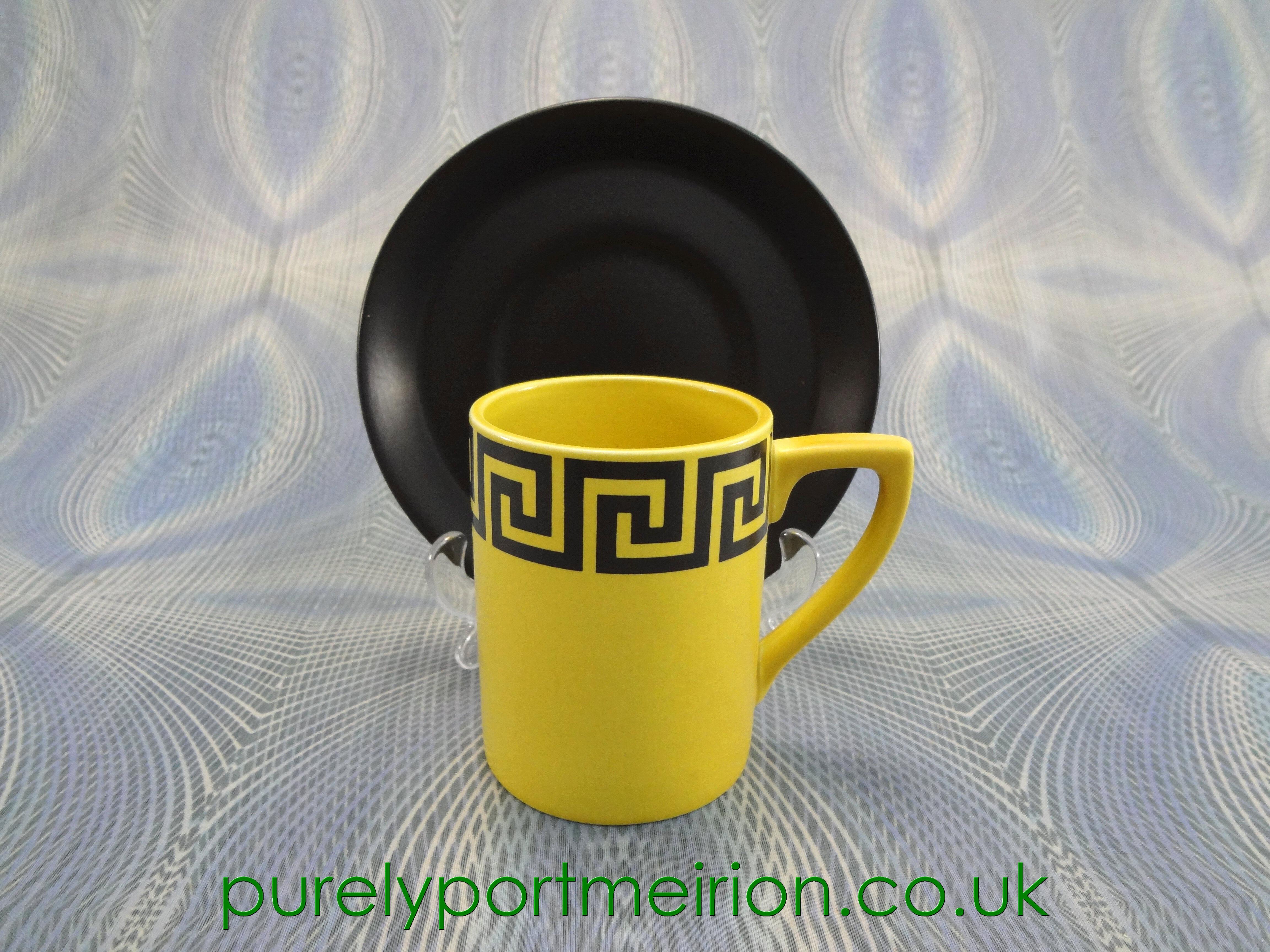 Portmeirion Greek Key Coffee Cup And Saucer In Yellow, BKY9